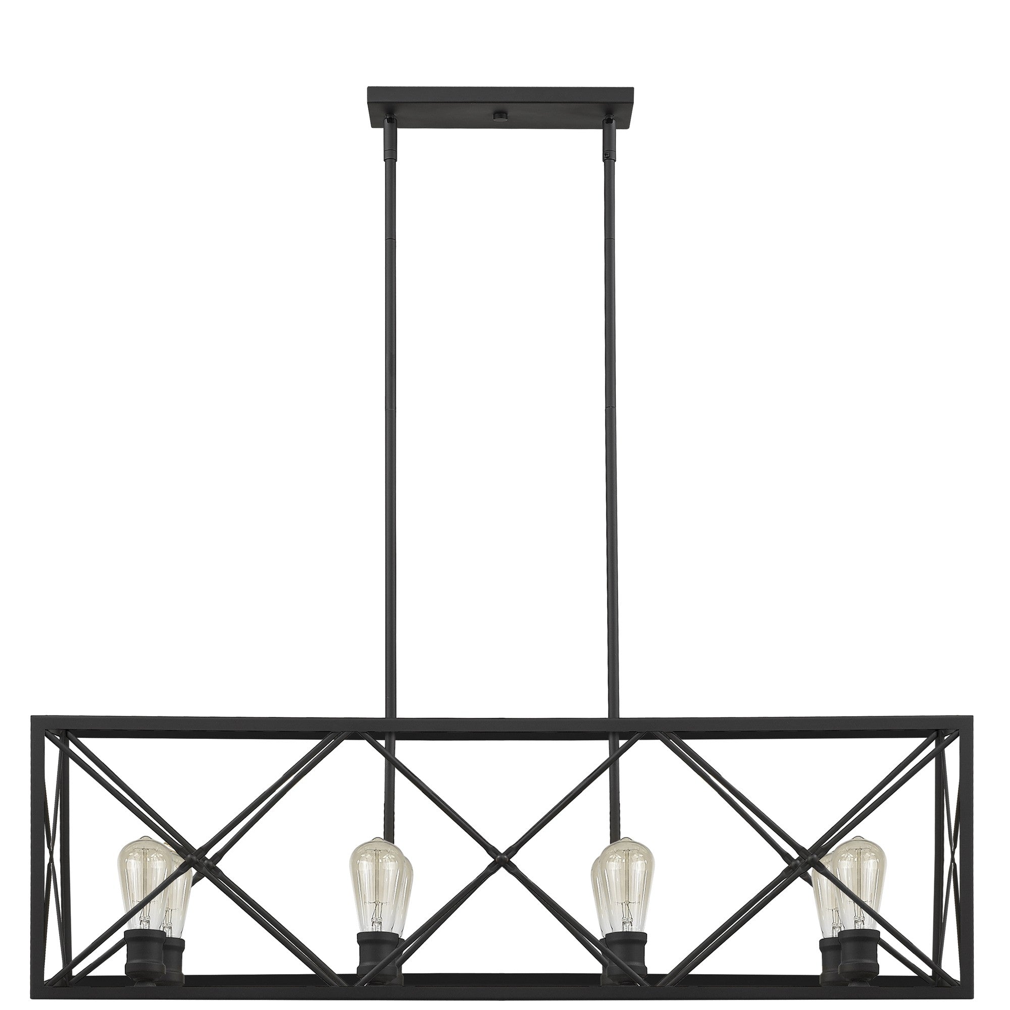 Brooklyn 8-Light Matte Black Island Pendant With Metal Framework Shade-Pendants-Hanging Lights-DECOROLALA