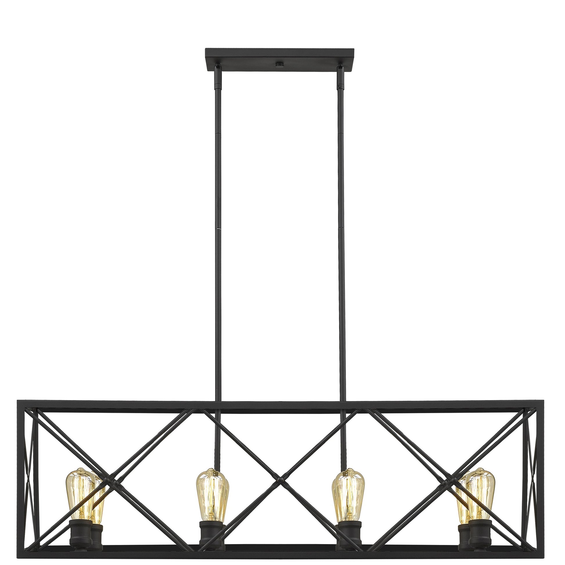 Brooklyn 8-Light Matte Black Island Pendant With Metal Framework Shade-Pendants-Hanging Lights-DECOROLALA