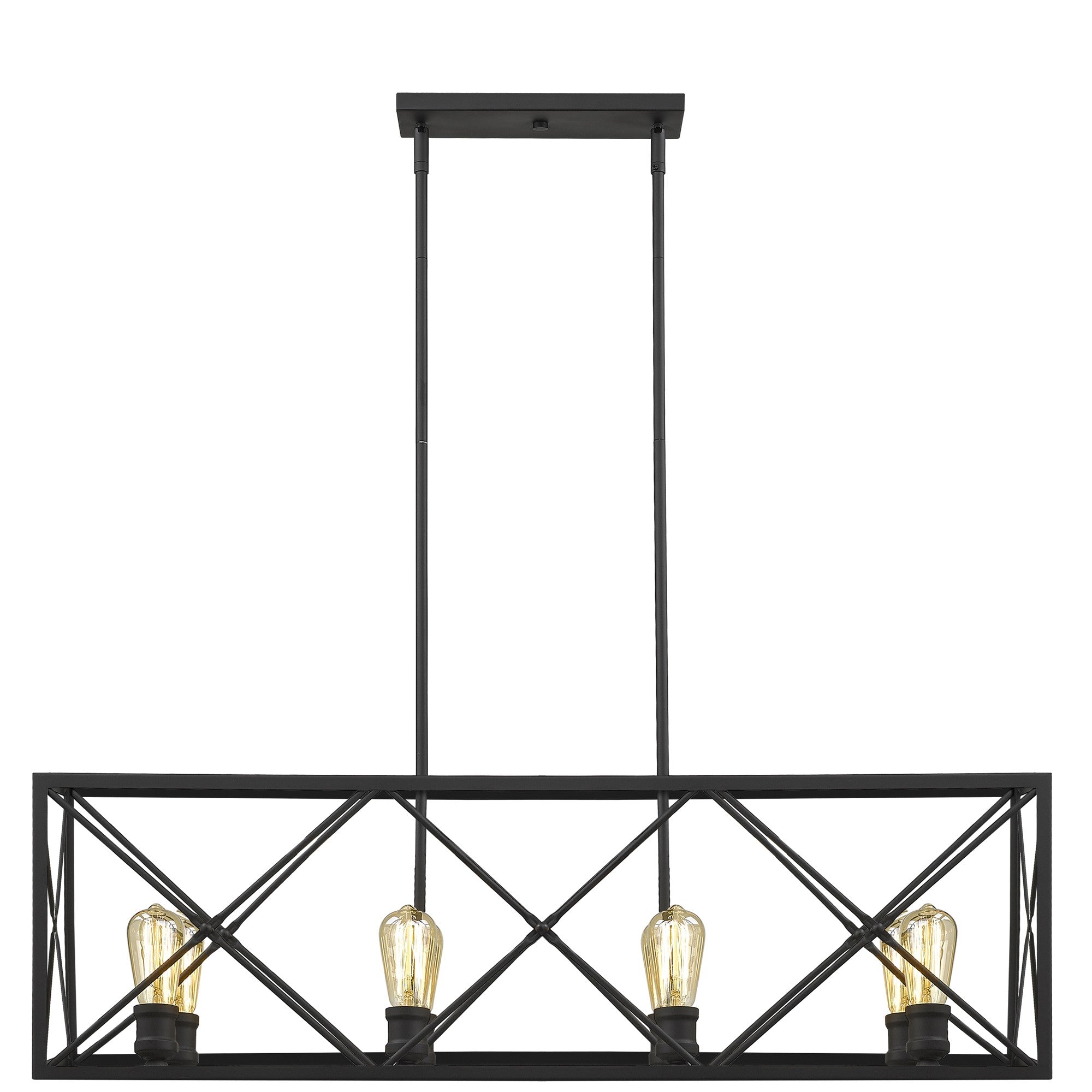 Brooklyn 8-Light Matte Black Island Pendant With Metal Framework Shade-Pendants-Hanging Lights-DECOROLALA