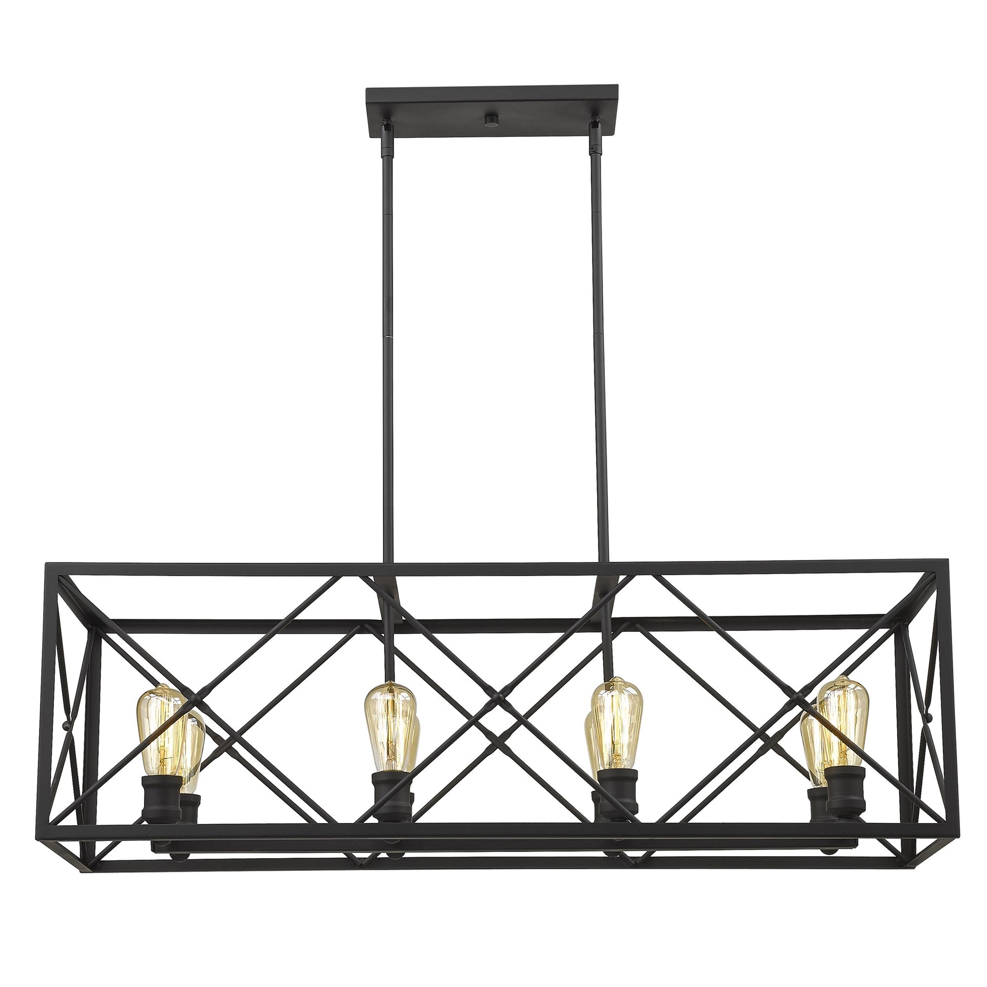 Brooklyn 8-Light Matte Black Island Pendant With Metal Framework Shade-Pendants-Hanging Lights-DECOROLALA