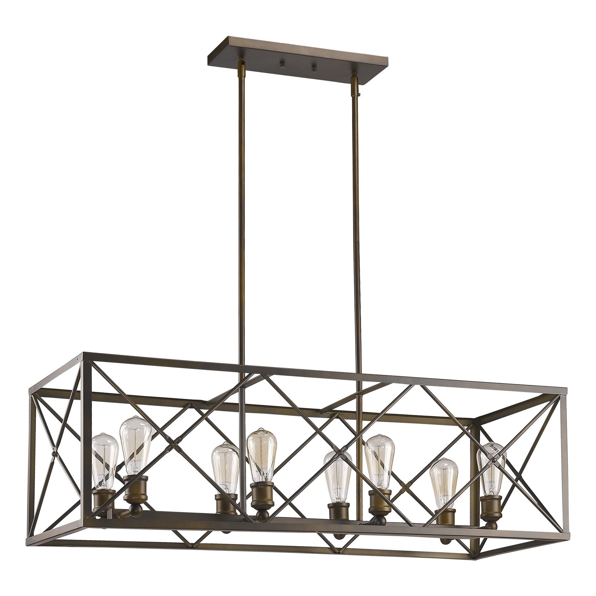 Brooklyn 8-Light Oil-Rubbed Bronze Island Pendant With Metal Framework Shade-Pendants-Hanging Lights-DECOROLALA