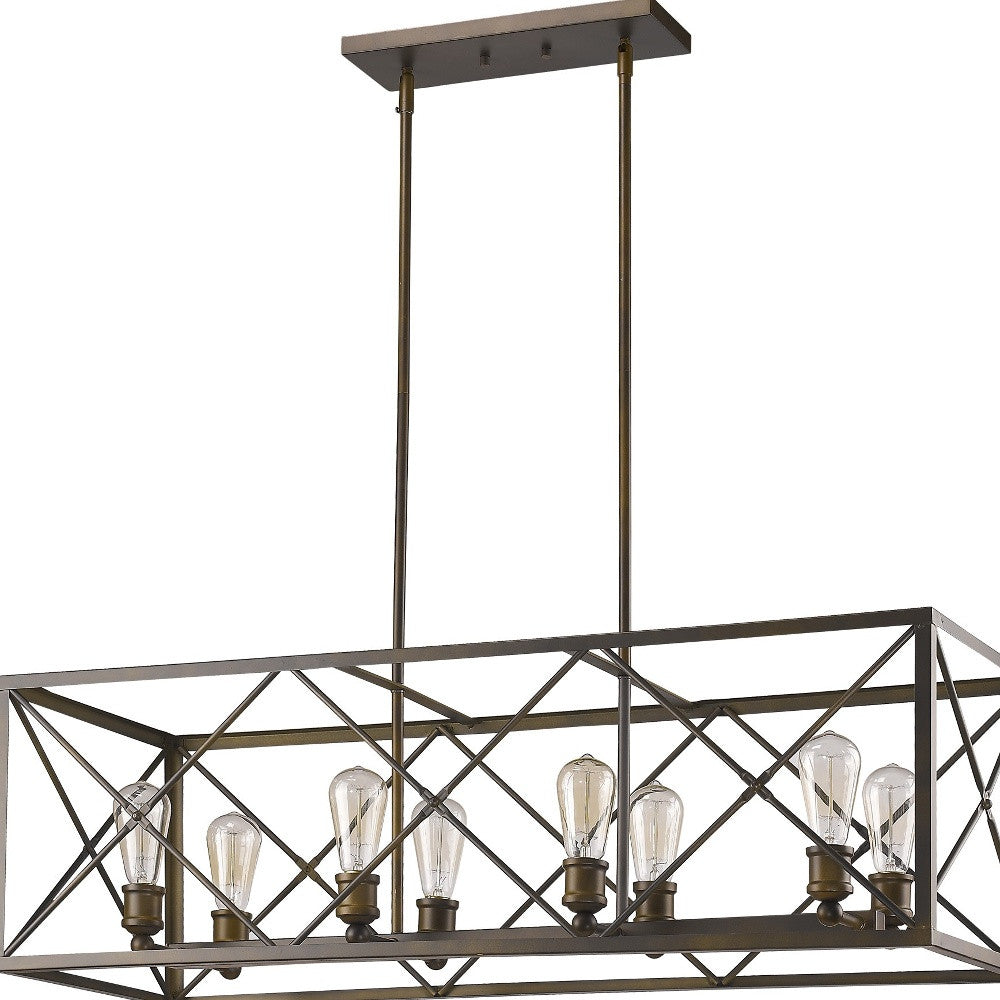 Brooklyn 8-Light Oil-Rubbed Bronze Island Pendant With Metal Framework Shade-Pendants-Hanging Lights-DECOROLALA