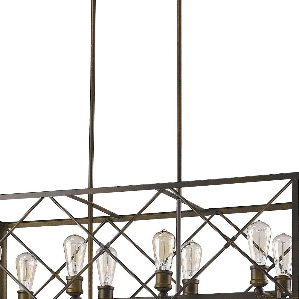 Brooklyn 8-Light Oil-Rubbed Bronze Island Pendant With Metal Framework Shade-Pendants-Hanging Lights-DECOROLALA