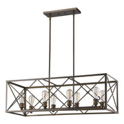 Brooklyn 8-Light Oil-Rubbed Bronze Island Pendant With Metal Framework Shade-Pendants-Hanging Lights-DECOROLALA