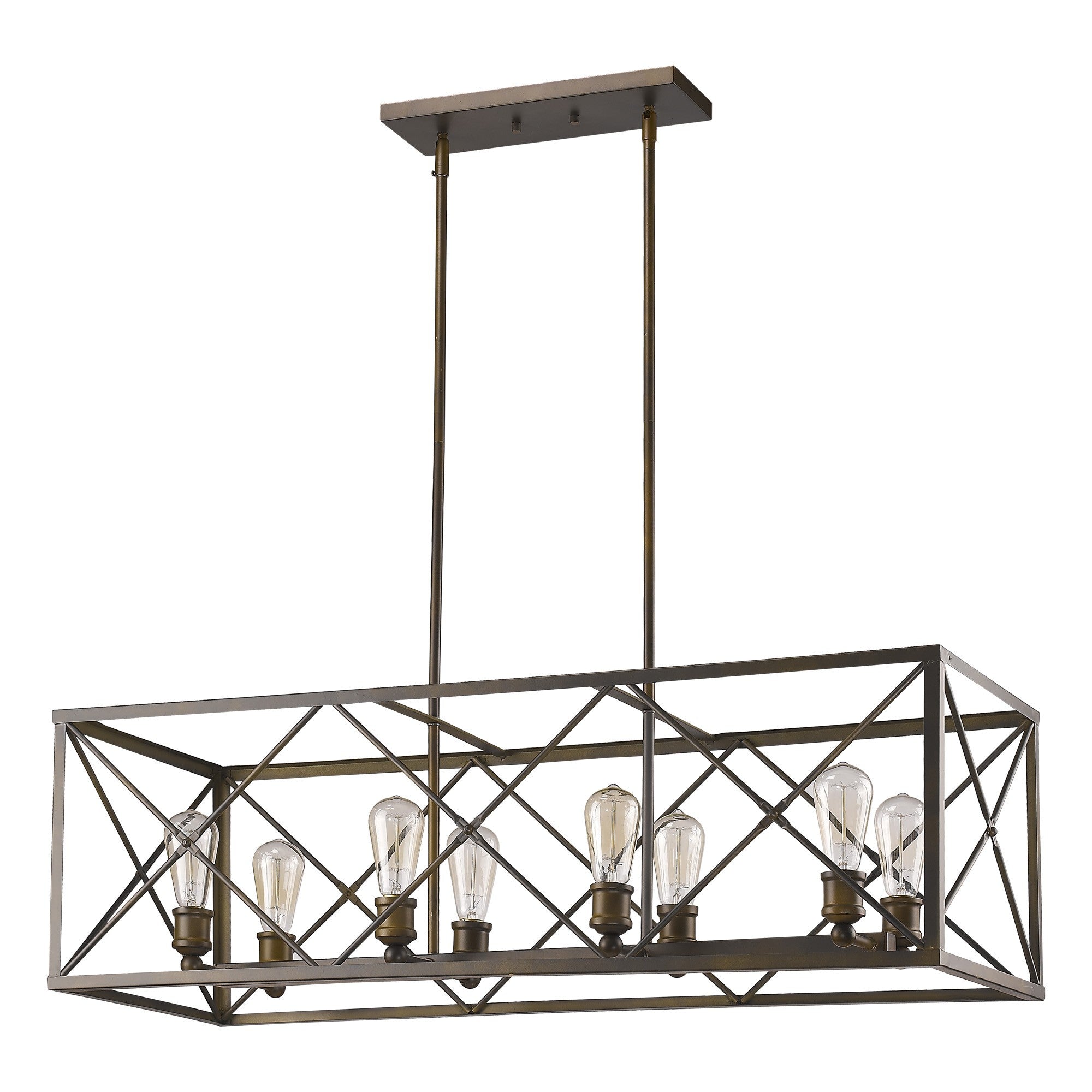 Brooklyn 8-Light Oil-Rubbed Bronze Island Pendant With Metal Framework Shade-Pendants-Hanging Lights-DECOROLALA