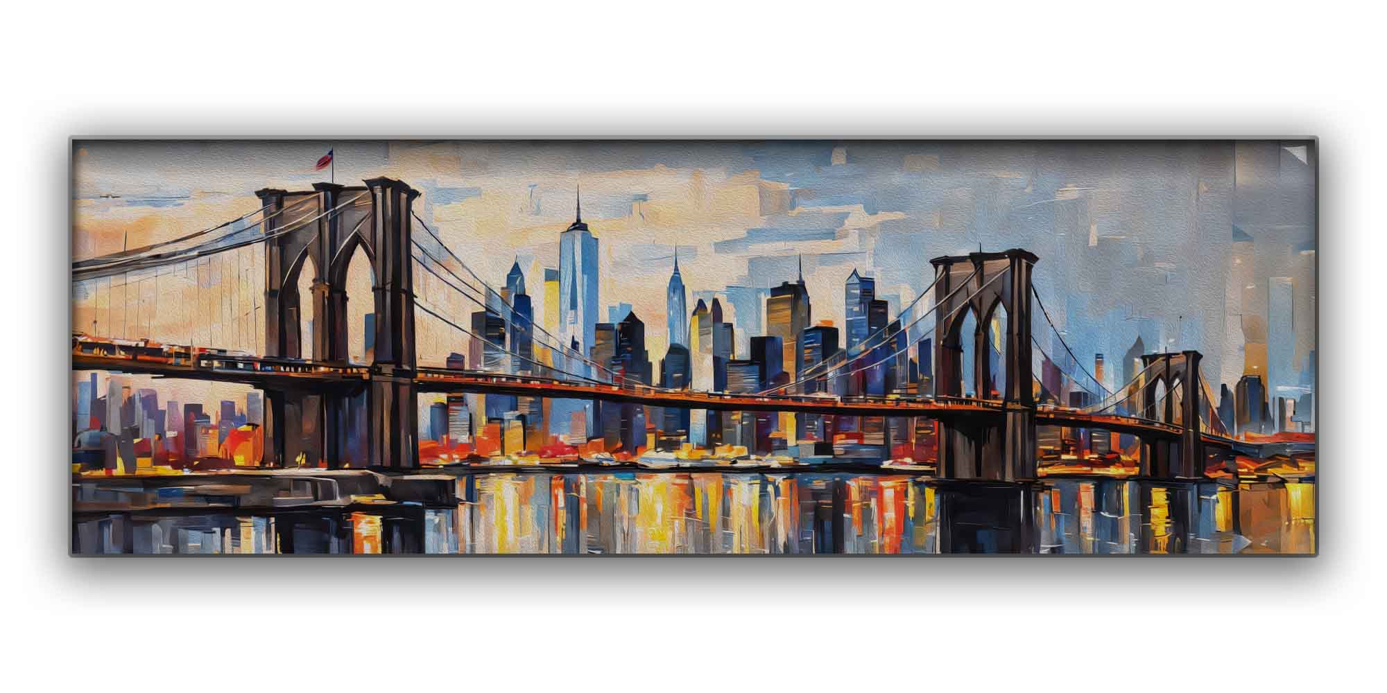 Brooklyn Bridge Palette Knife Canvas Print 72x24-Canvas Print-DECOROLALA