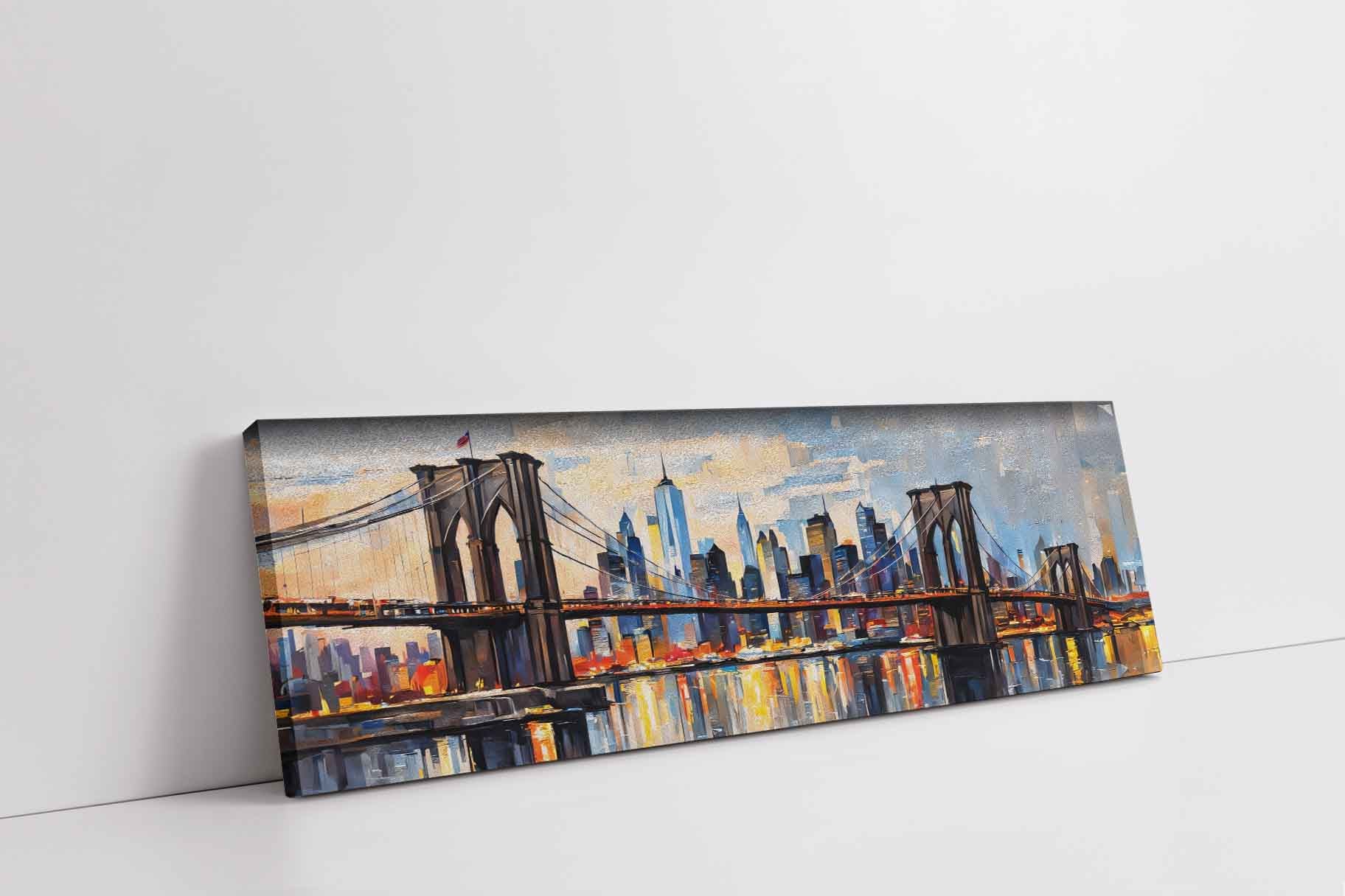 Brooklyn Bridge Palette Knife Canvas Print 72x24-Canvas Print-DECOROLALA