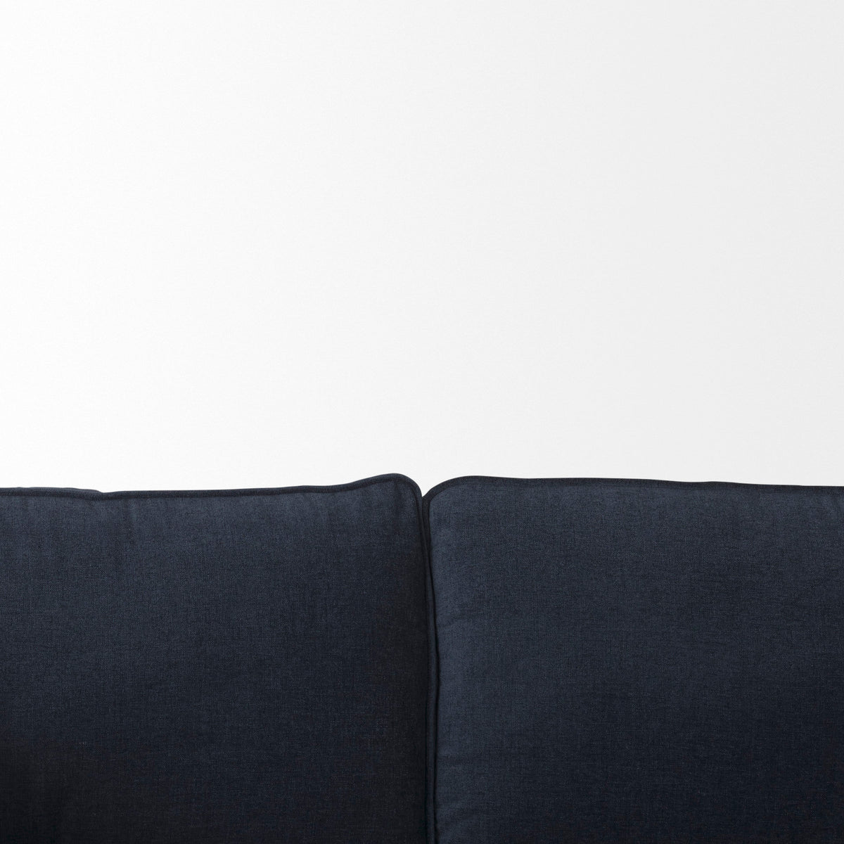 Brooks 90.2L x 34.8W x 33.5H Navy Blue Fabric Three Seater Sofa W/ Medium Brown Wooden Legs-Sofa & Sectionals-DECOROLALA