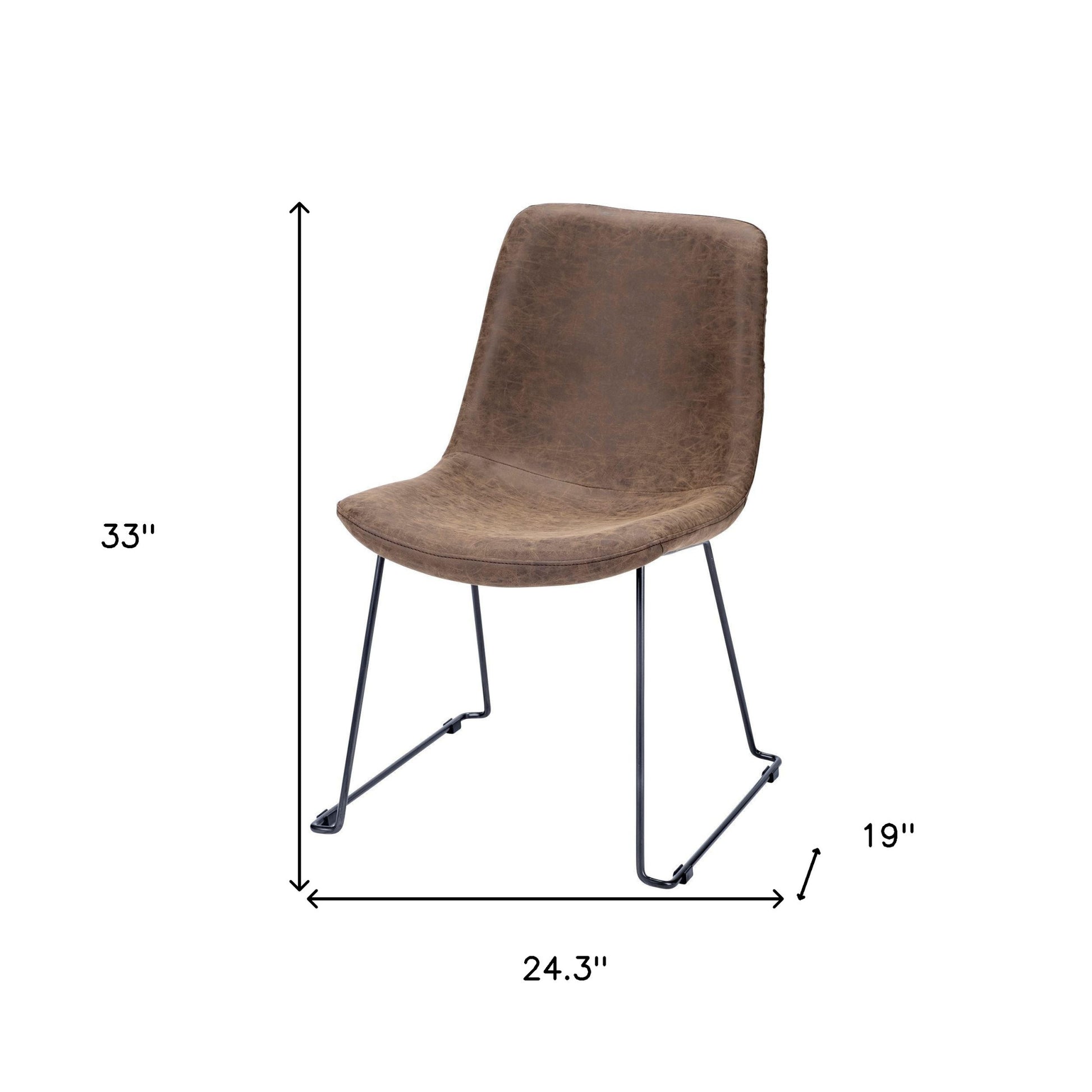 Brown And Black Upholstered Faux Leather Dining Side Chair-Dining Chairs-DECOROLALA