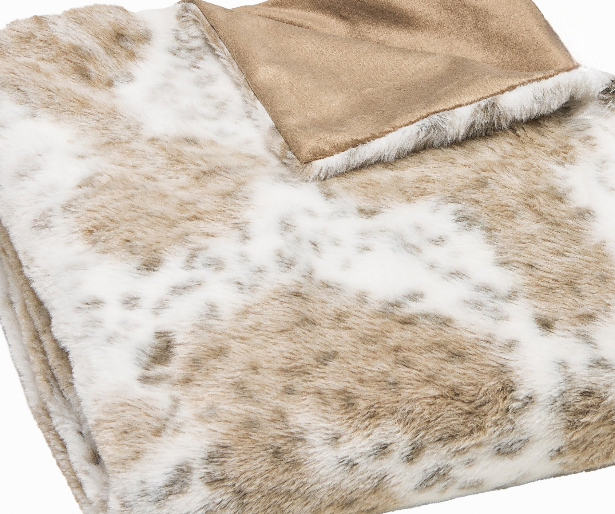 Brown And White Faux Fur Ombre Plush Throw-Throws & Blankets-DECOROLALA