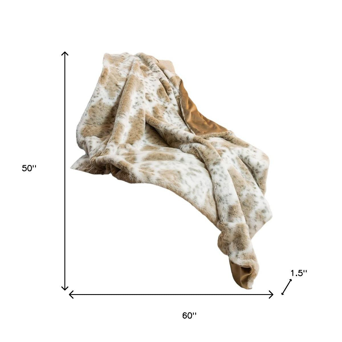 Brown And White Faux Fur Ombre Plush Throw-Throws & Blankets-DECOROLALA