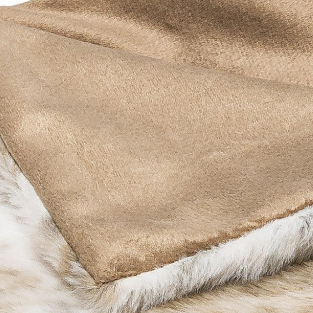 Brown And White Faux Fur Ombre Plush Throw-Throws & Blankets-DECOROLALA