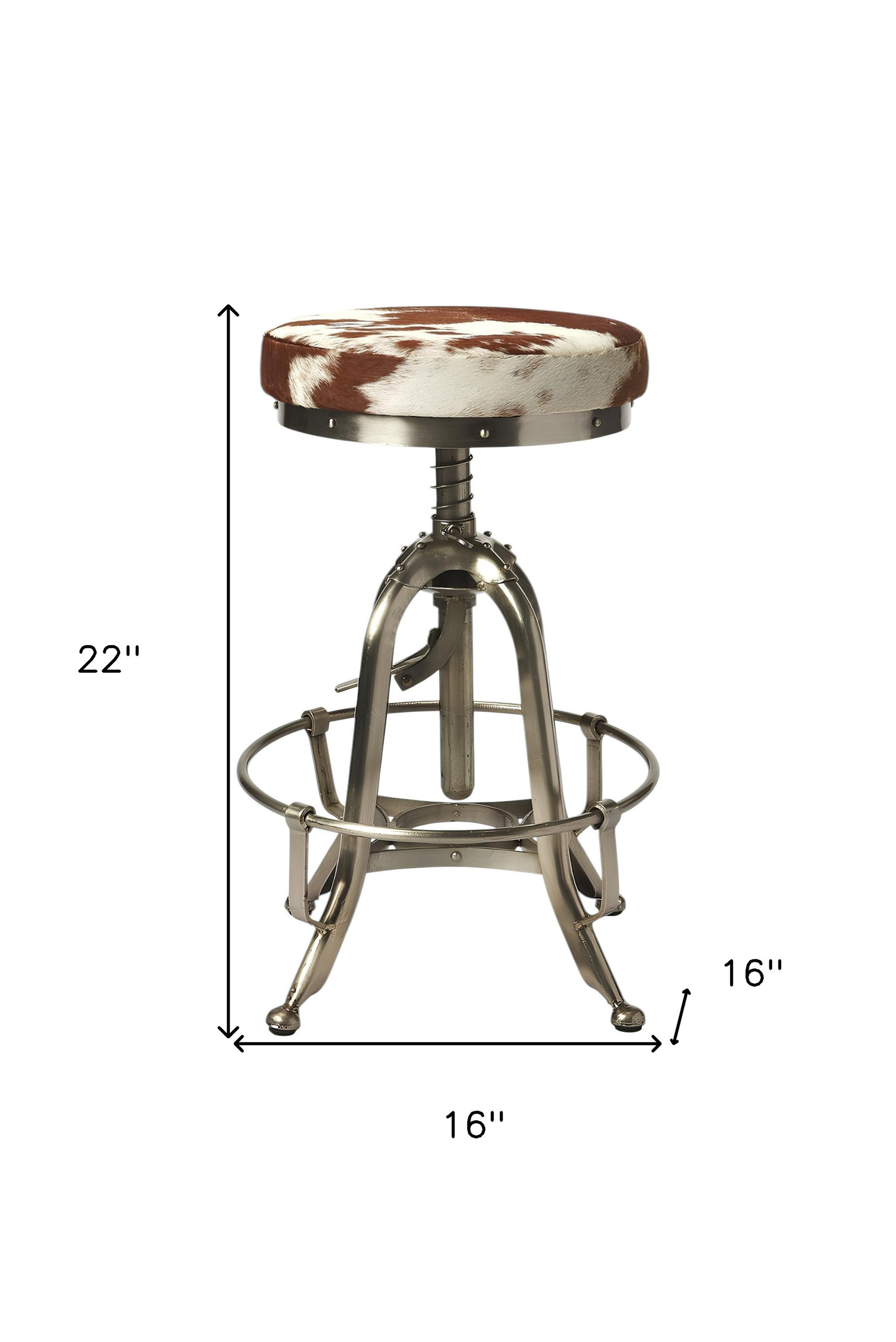 Brown And White and Silver Iron Backless Swivel Bar Chair-Bar Chairs-DECOROLALA