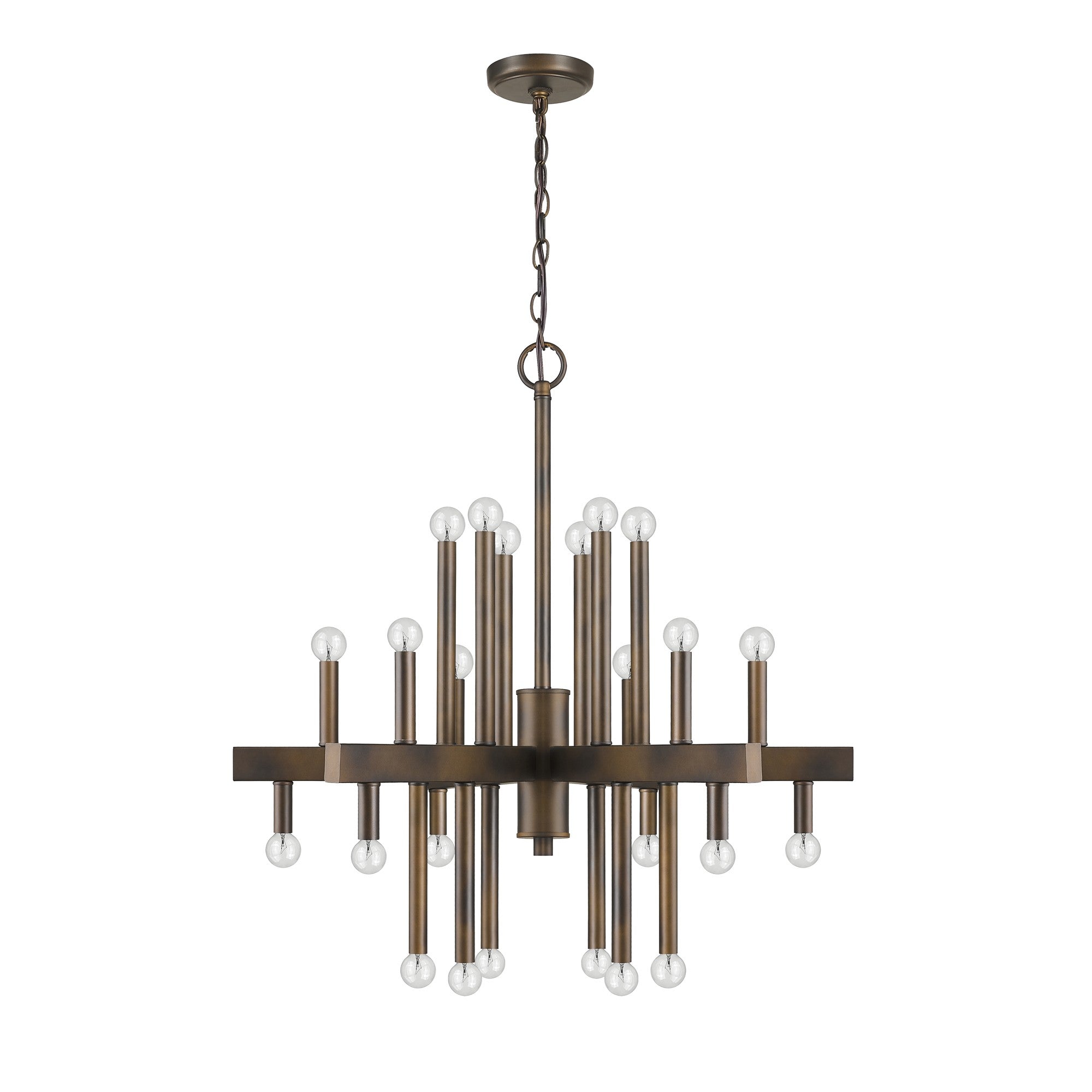 Brown Candle Style Multi Light Metal Dimmable Chandelier-Chandeliers-DECOROLALA