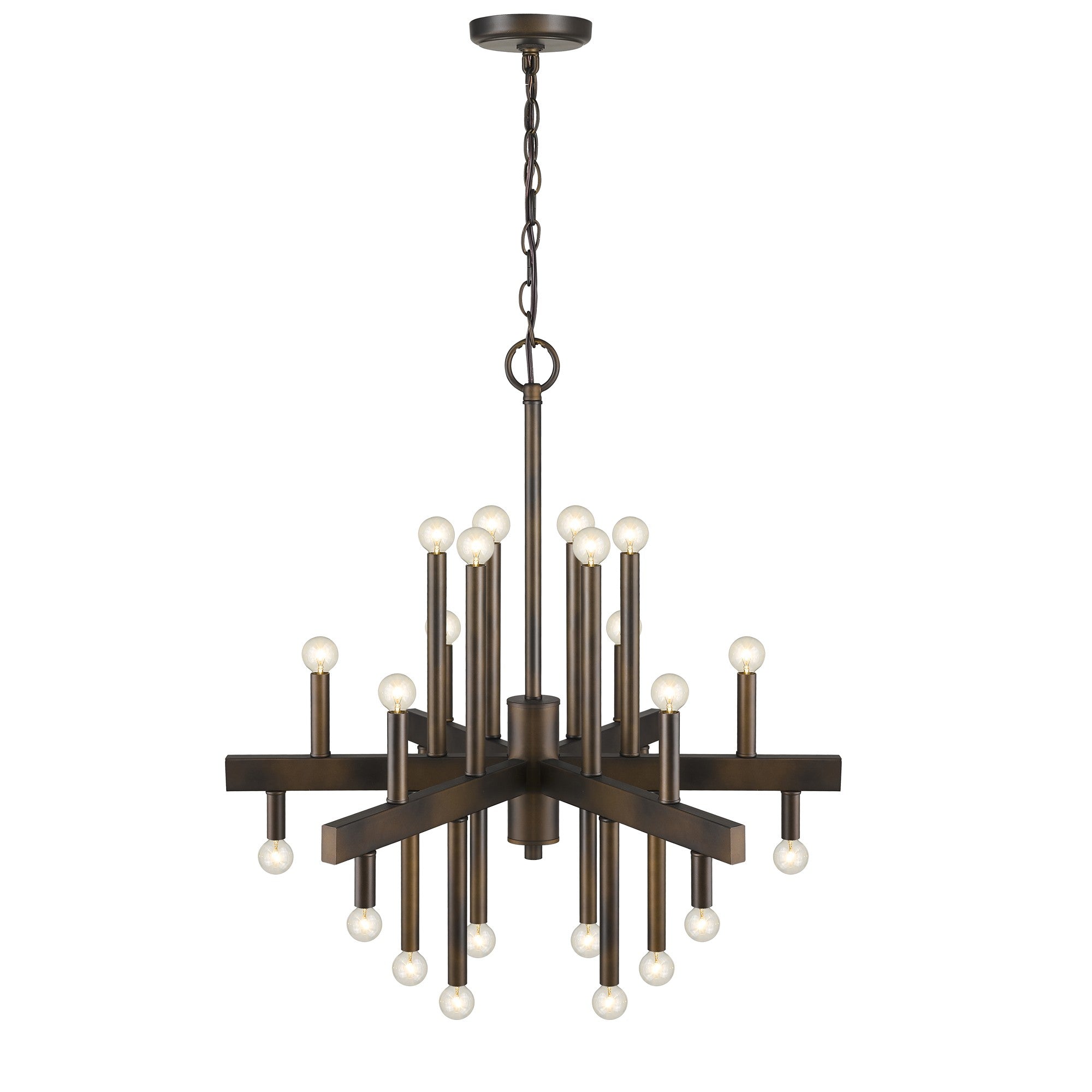 Brown Candle Style Multi Light Metal Dimmable Chandelier-Chandeliers-DECOROLALA