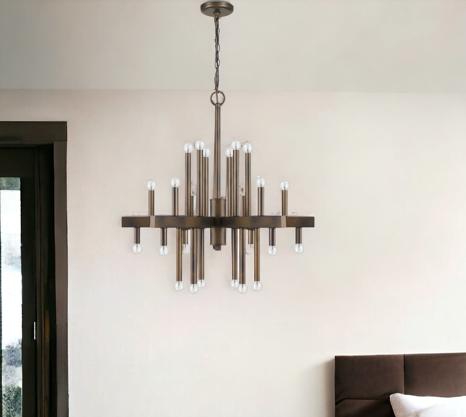 Brown Candle Style Multi Light Metal Dimmable Chandelier-Chandeliers-DECOROLALA