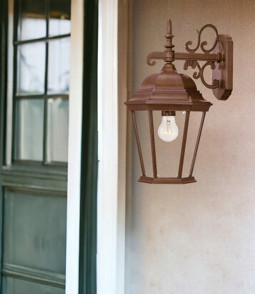 Brown Domed Hanging Lantern Wall Light-Outdoor Lighting-DECOROLALA