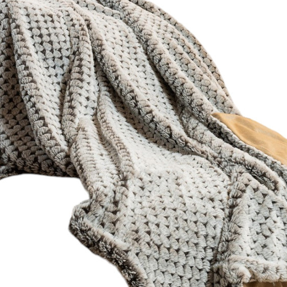 Brown Faux Fur Ombre Plush Throw-Throws & Blankets-DECOROLALA