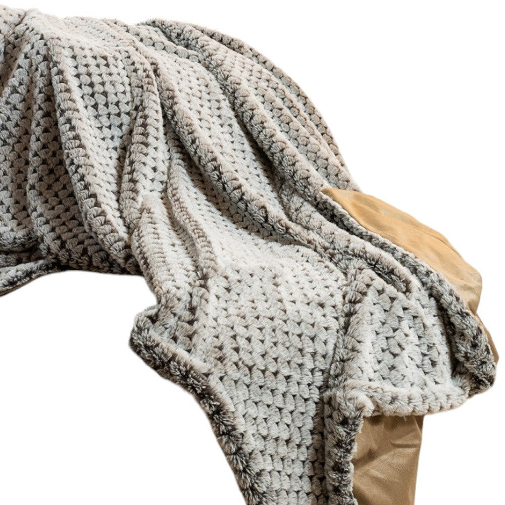 Brown Faux Fur Ombre Plush Throw-Throws & Blankets-DECOROLALA