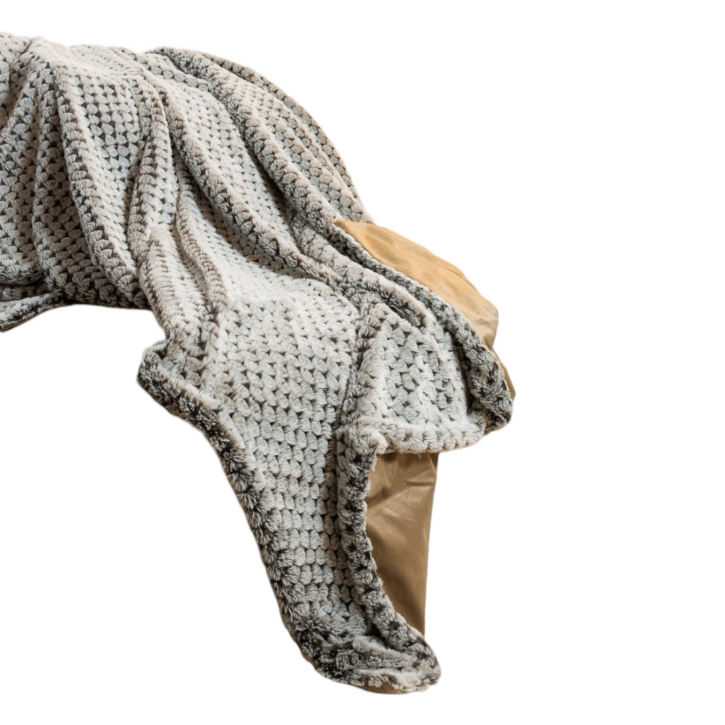 Brown Faux Fur Ombre Plush Throw-Throws & Blankets-DECOROLALA