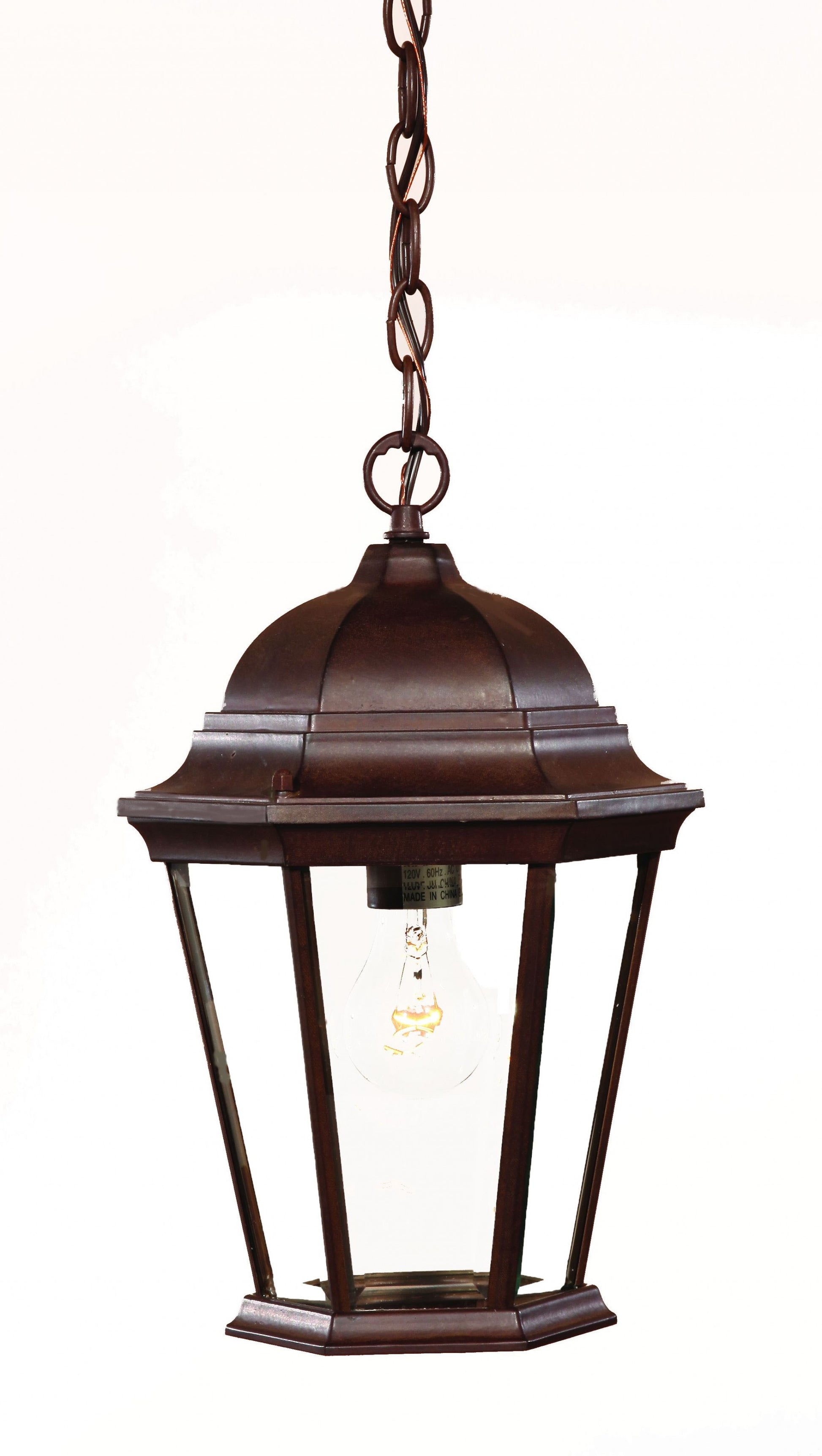 Brown Lantern Beveled Metal Dimmable Chandelier With Clear Shades-Chandeliers-DECOROLALA