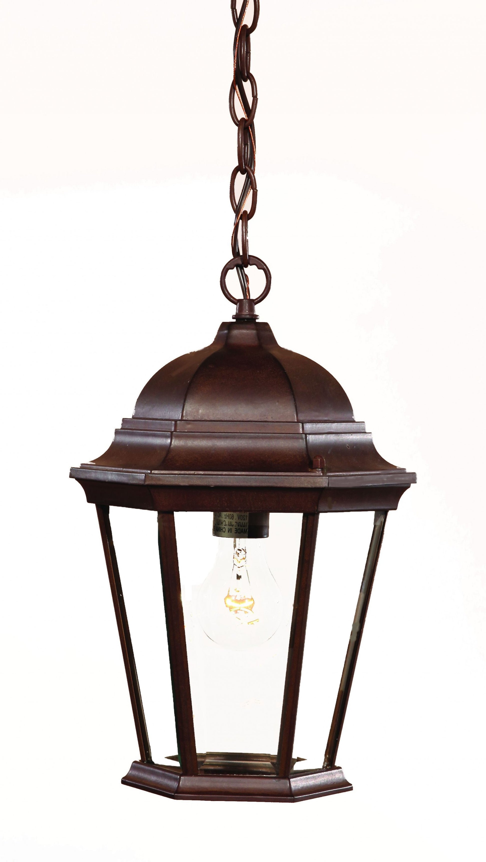 Brown Lantern Beveled Metal Dimmable Chandelier With Clear Shades-Chandeliers-DECOROLALA