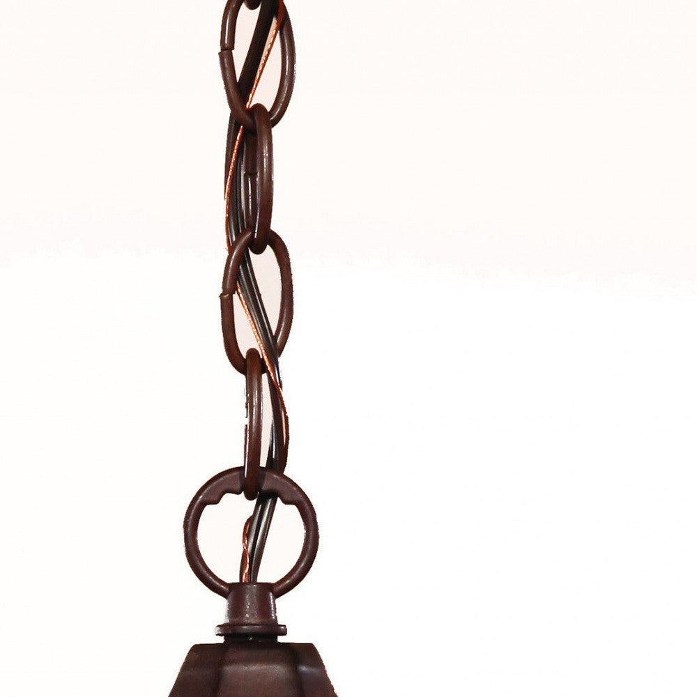 Brown Lantern Beveled Metal Dimmable Chandelier With Clear Shades-Chandeliers-DECOROLALA