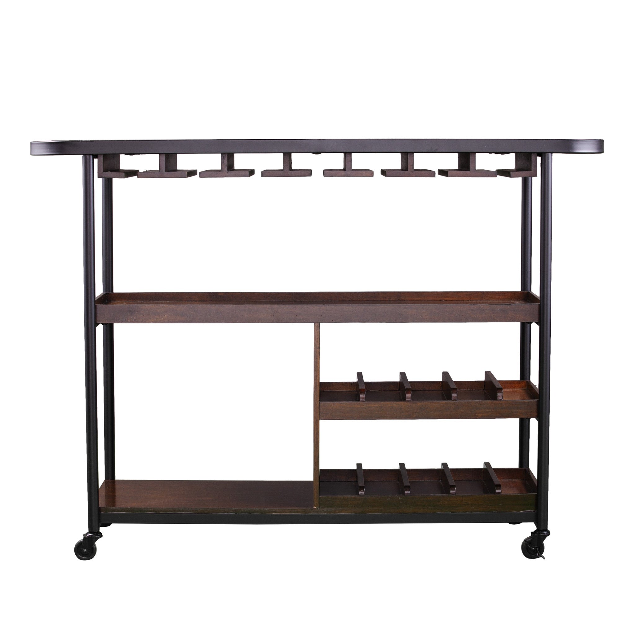 Brown Rolling Bar Cart-Bar Carts and Servers-DECOROLALA