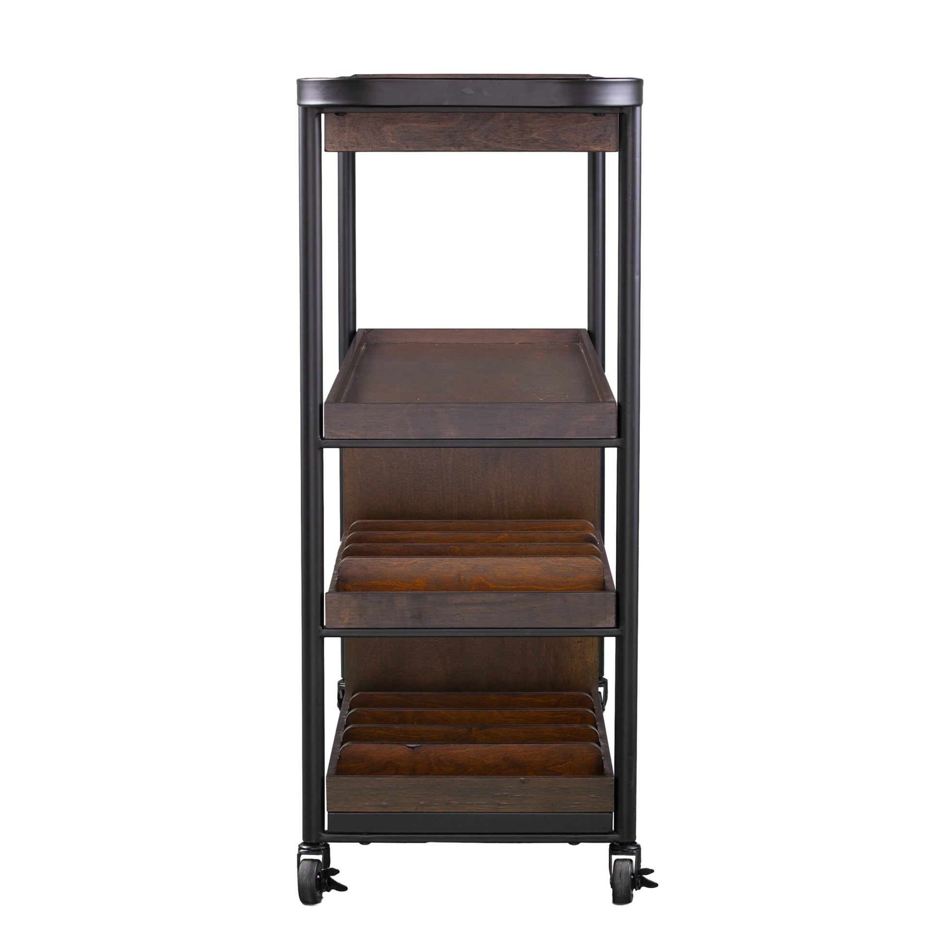Brown Rolling Bar Cart-Bar Carts and Servers-DECOROLALA