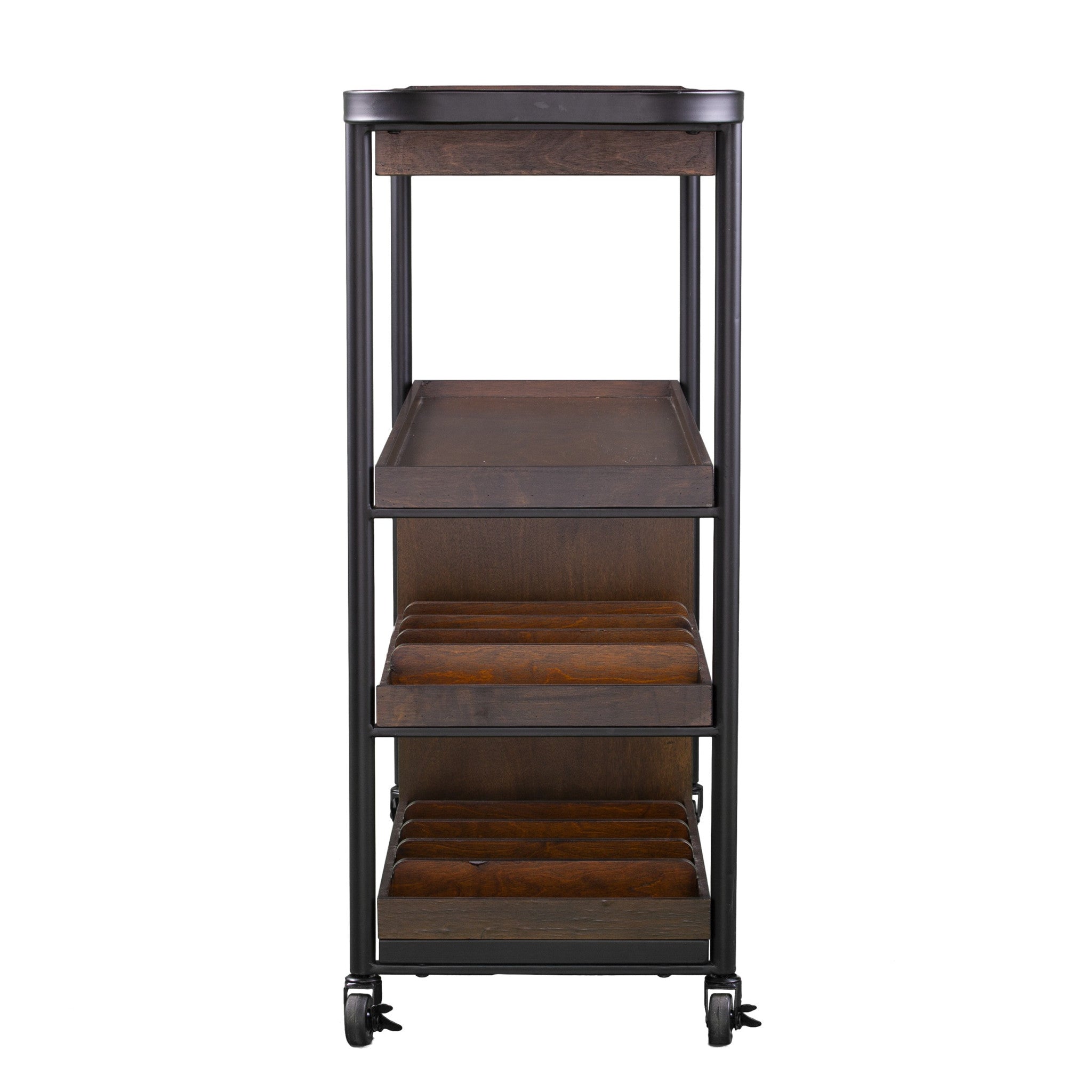 Brown Rolling Bar Cart-Bar Carts and Servers-DECOROLALA