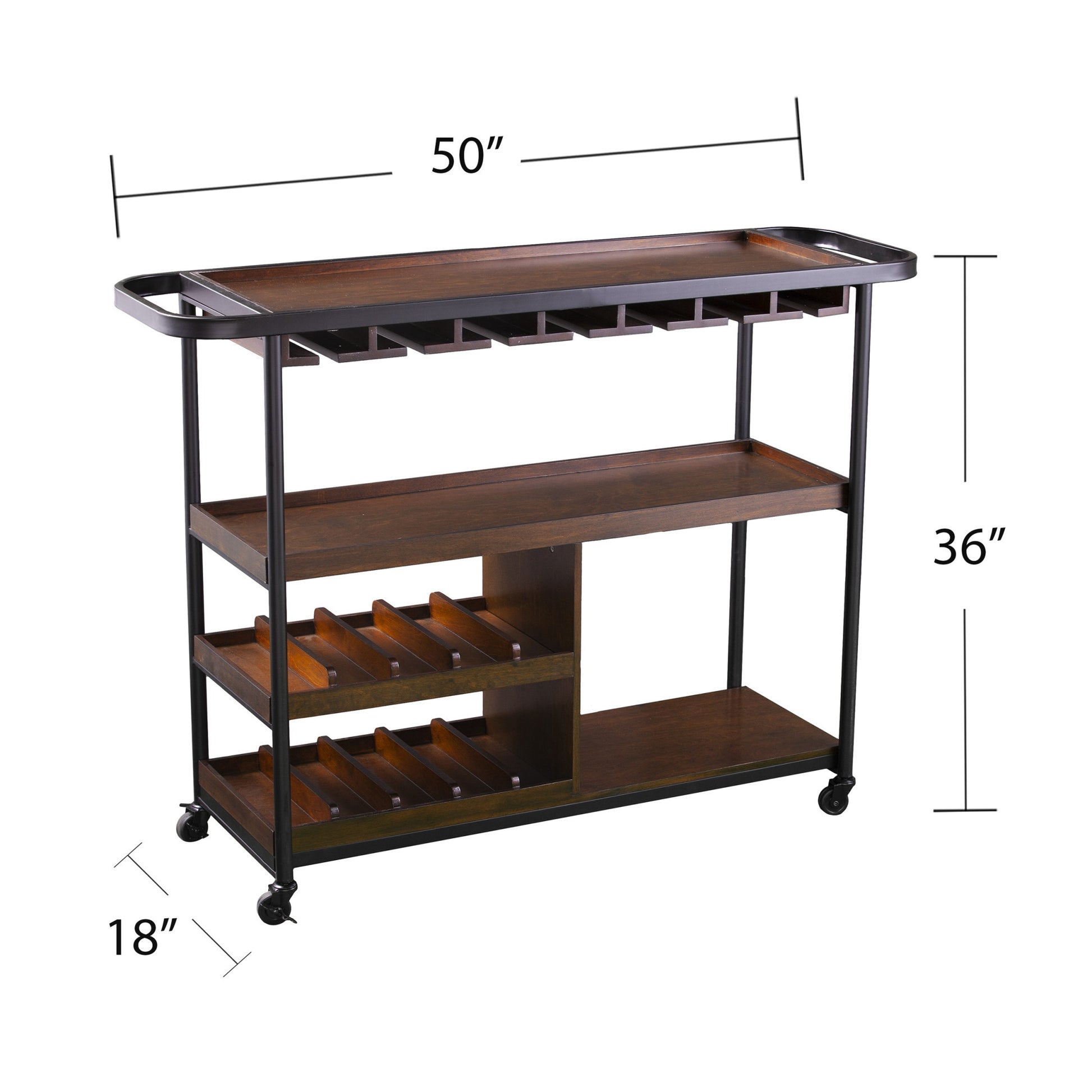 Brown Rolling Bar Cart-Bar Carts and Servers-DECOROLALA