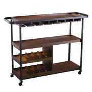 Brown Rolling Bar Cart-Bar Carts and Servers-DECOROLALA