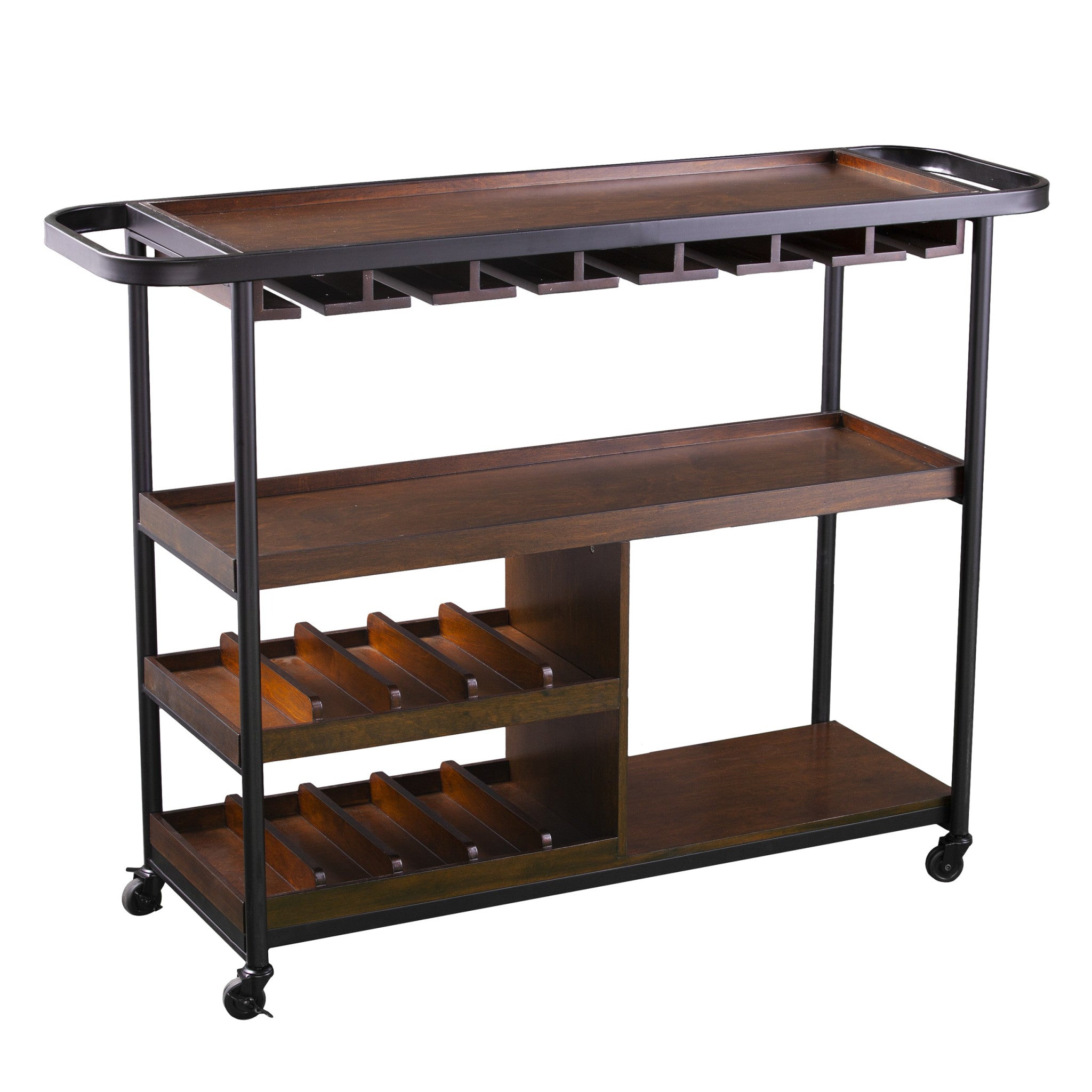 Brown Rolling Bar Cart-Bar Carts and Servers-DECOROLALA