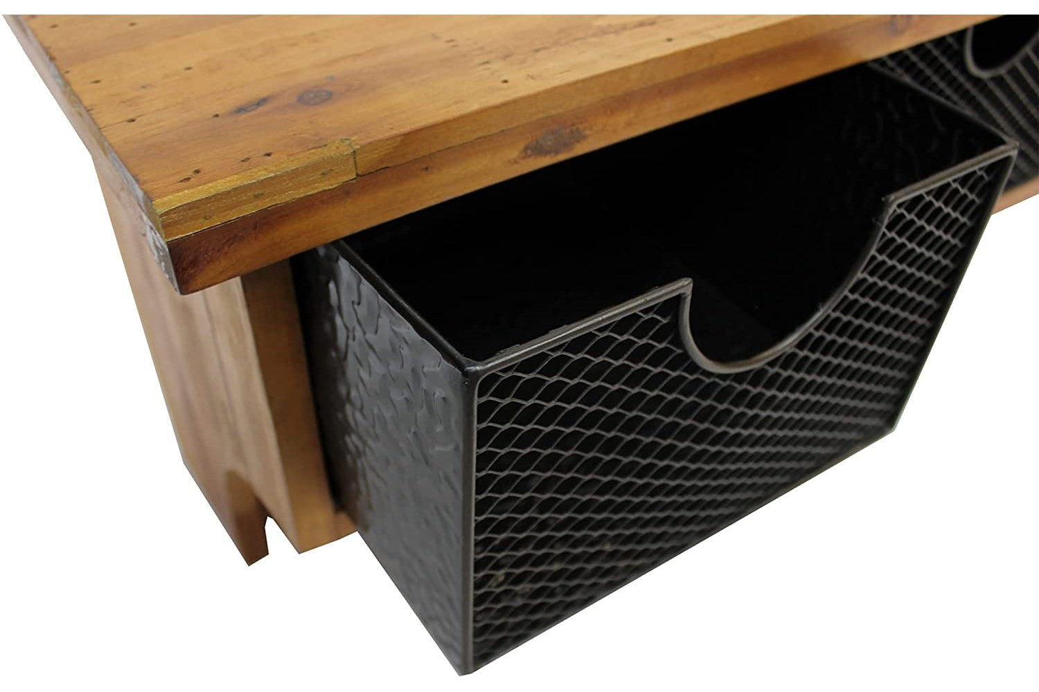 Brown Rustic Wooden Wall Shelf With 3 Drawers And Hooks-Wall Mounted Shelves-DECOROLALA