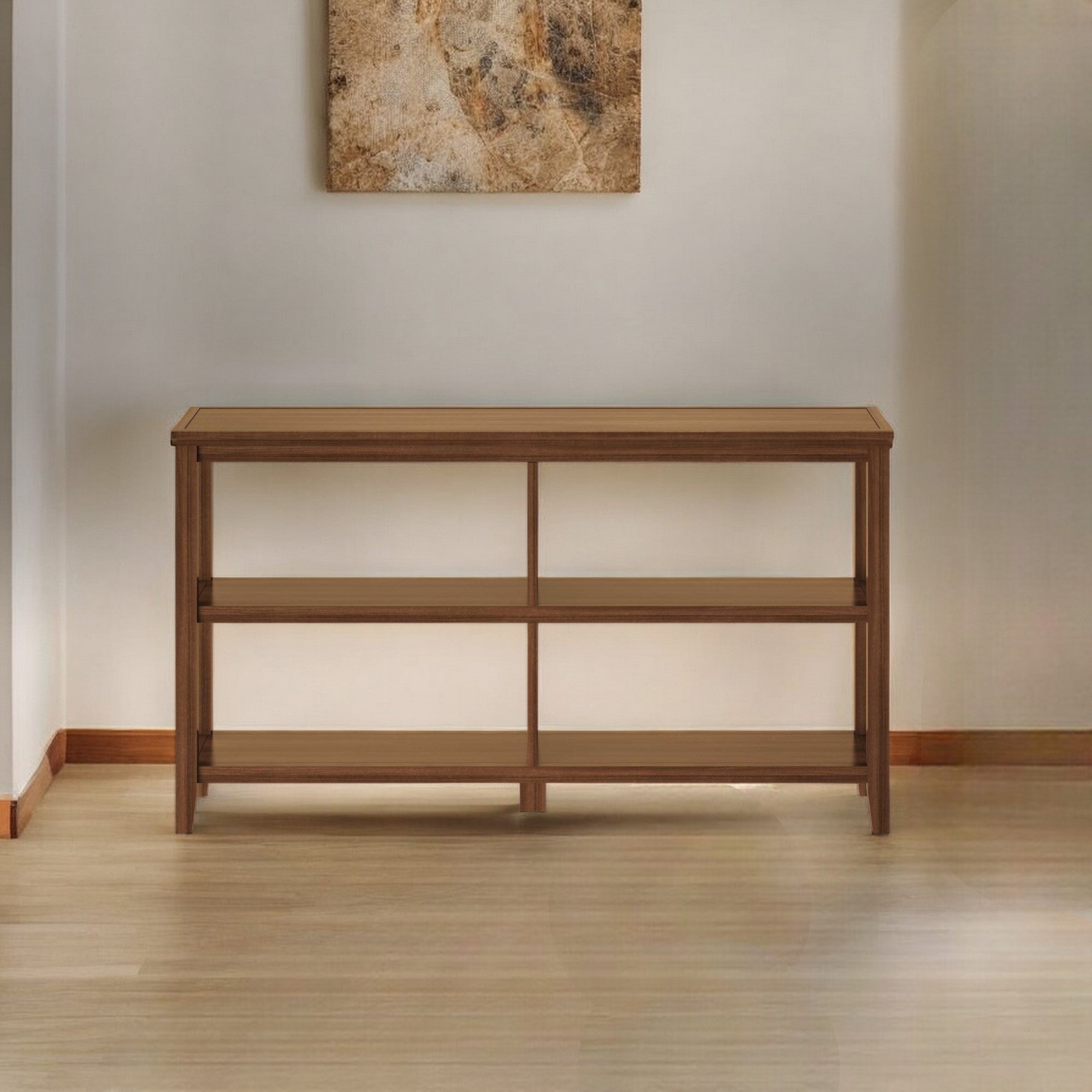 Brown Solid Wood Double Bookcase-Bookcases-DECOROLALA