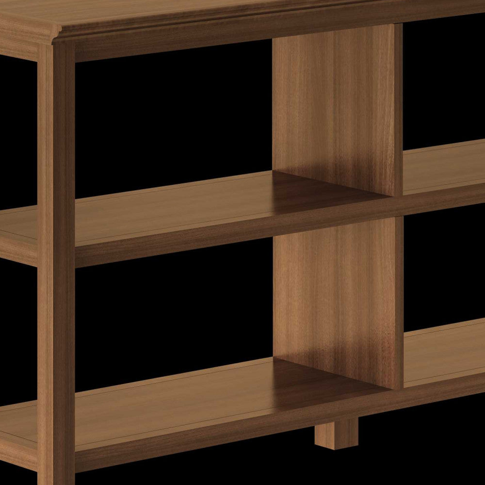 Brown Solid Wood Double Bookcase-Bookcases-DECOROLALA