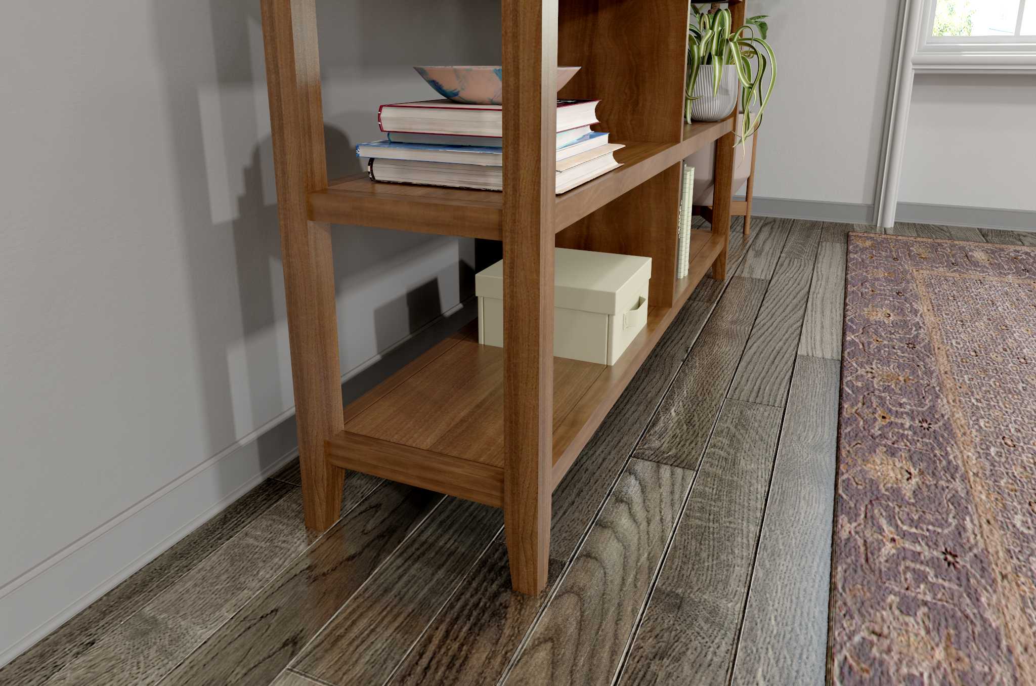 Brown Solid Wood Double Bookcase-Bookcases-DECOROLALA