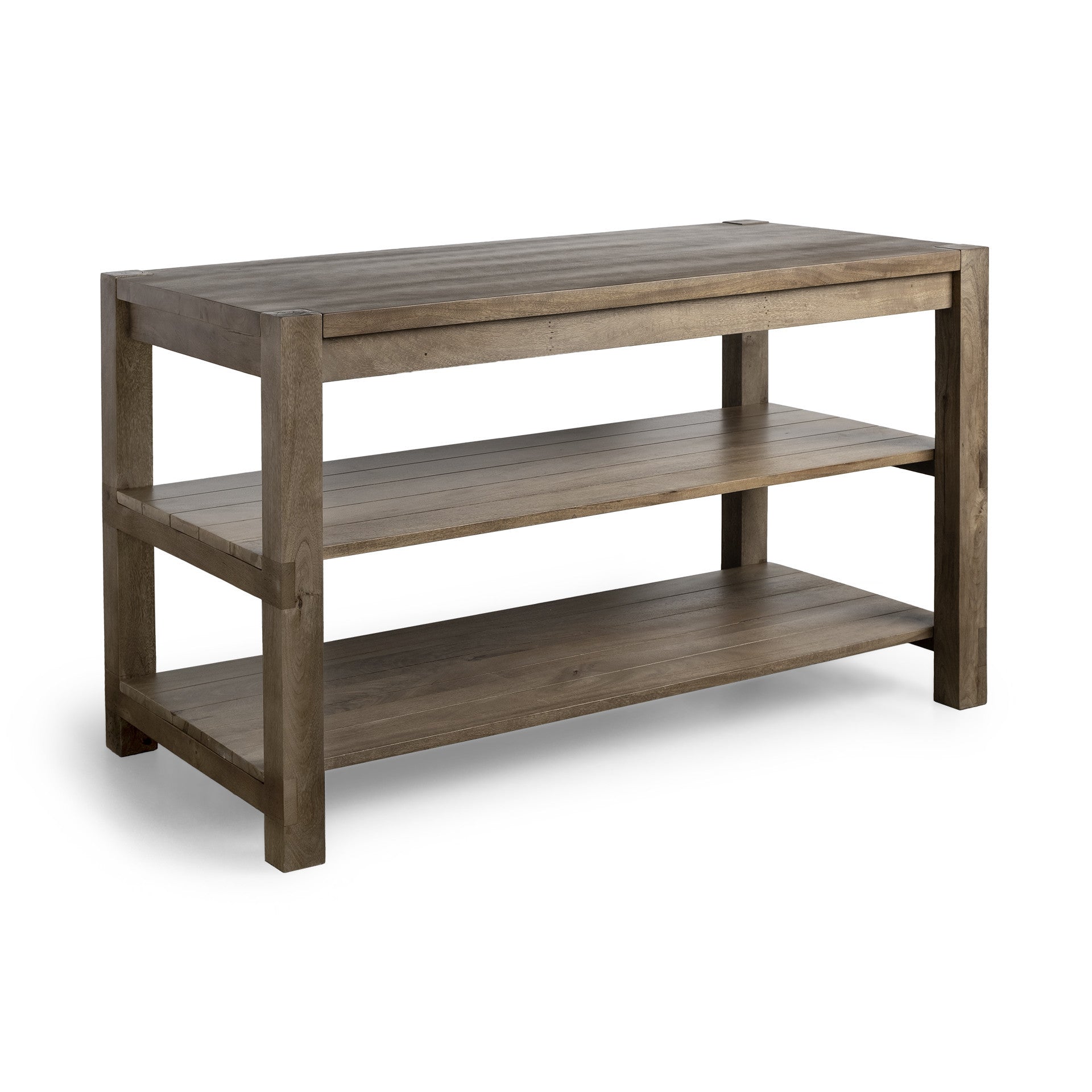 Brown Solid Wood Kitchen Island With Two Tier Smooth Counter Top-Kitchen Carts-Islands-DECOROLALA