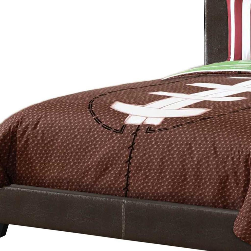 Brown Solid and Manufactured Wood Full Upholstered Faux Leather Bed Frame-Standard Beds-DECOROLALA