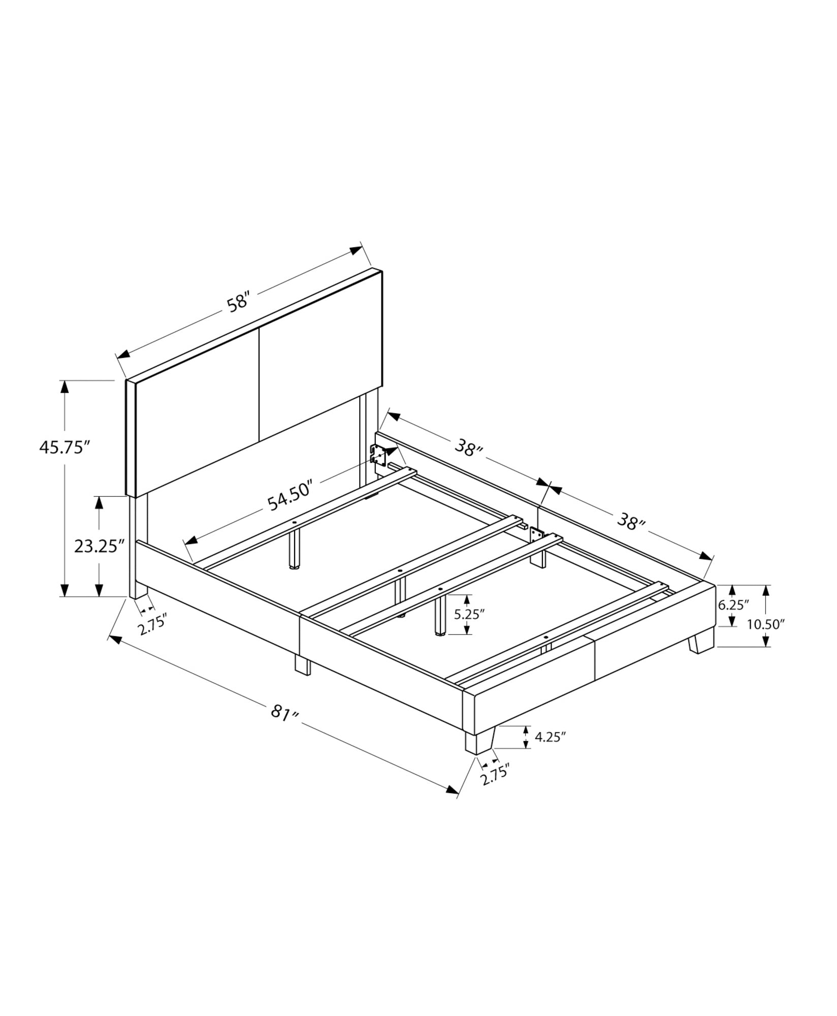Brown Solid and Manufactured Wood Full Upholstered Faux Leather Bed Frame-Standard Beds-DECOROLALA