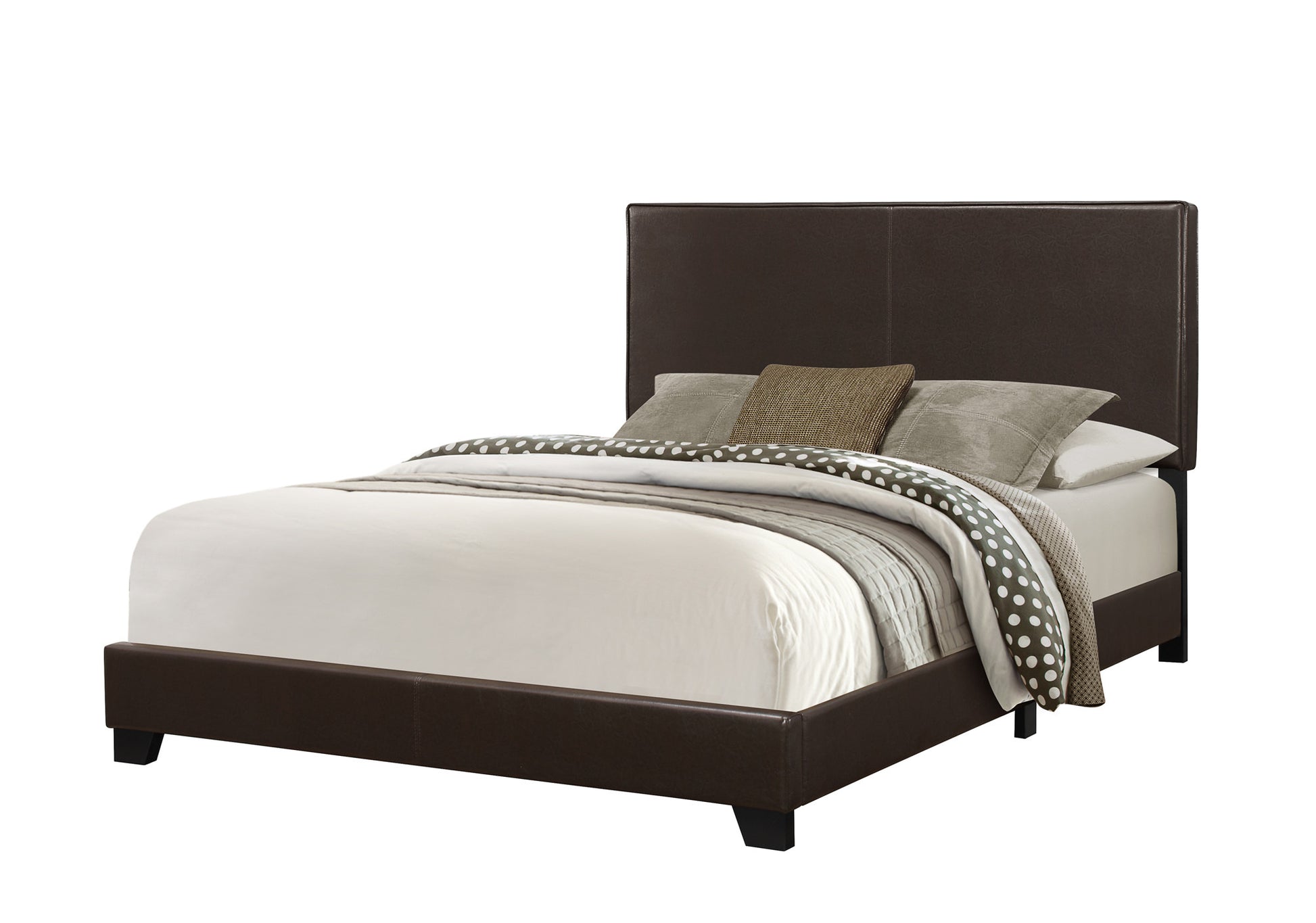 Brown Standard Bed Upholstered With Headboard-Standard Beds-DECOROLALA