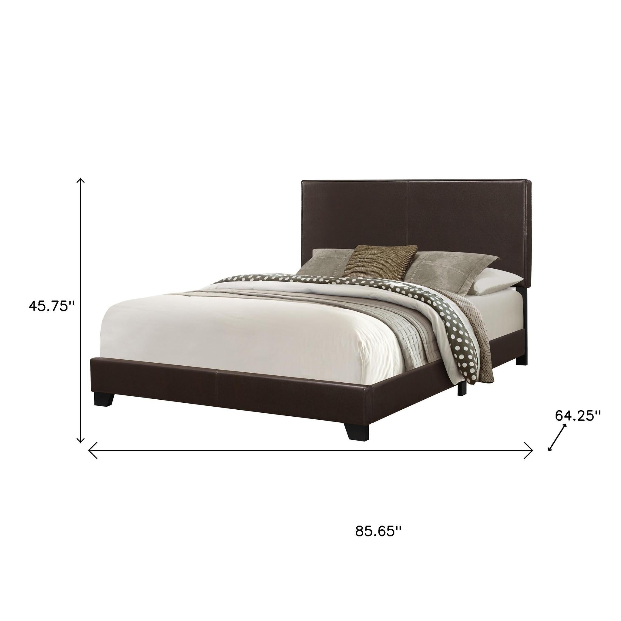 Brown Standard Bed Upholstered With Headboard-Standard Beds-DECOROLALA