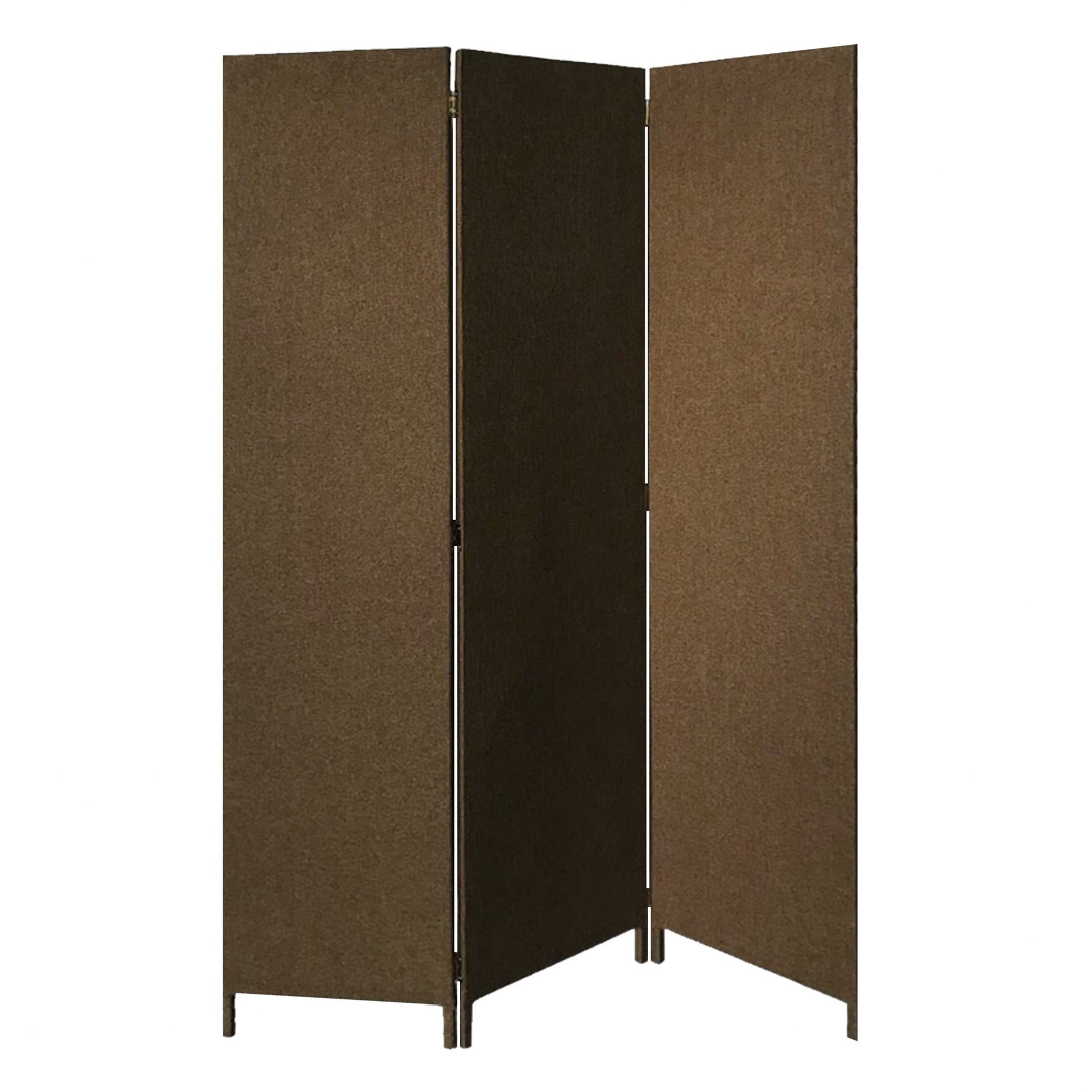 Brown Upholstered 3 Panel Room Divider Screen-Room Dividers-DECOROLALA