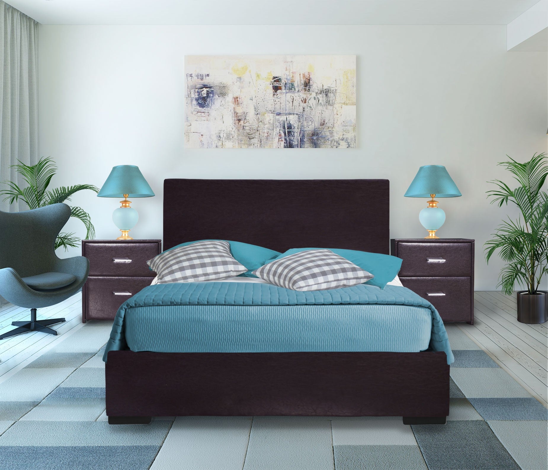 Brown Upholstered Twin Platform Bed-Standard Beds-DECOROLALA