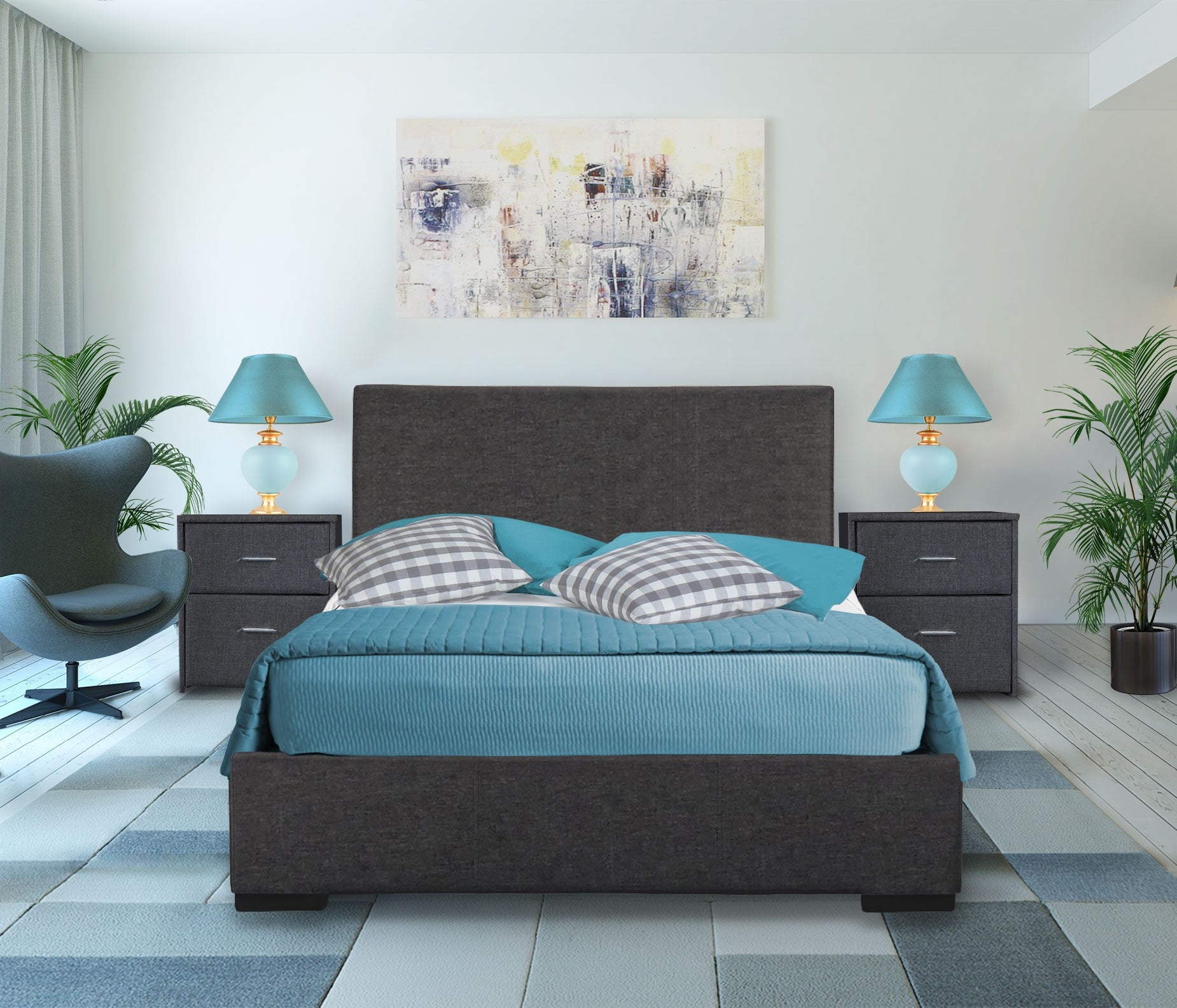 Brown Upholstered Twin Platform Bed-Standard Beds-DECOROLALA