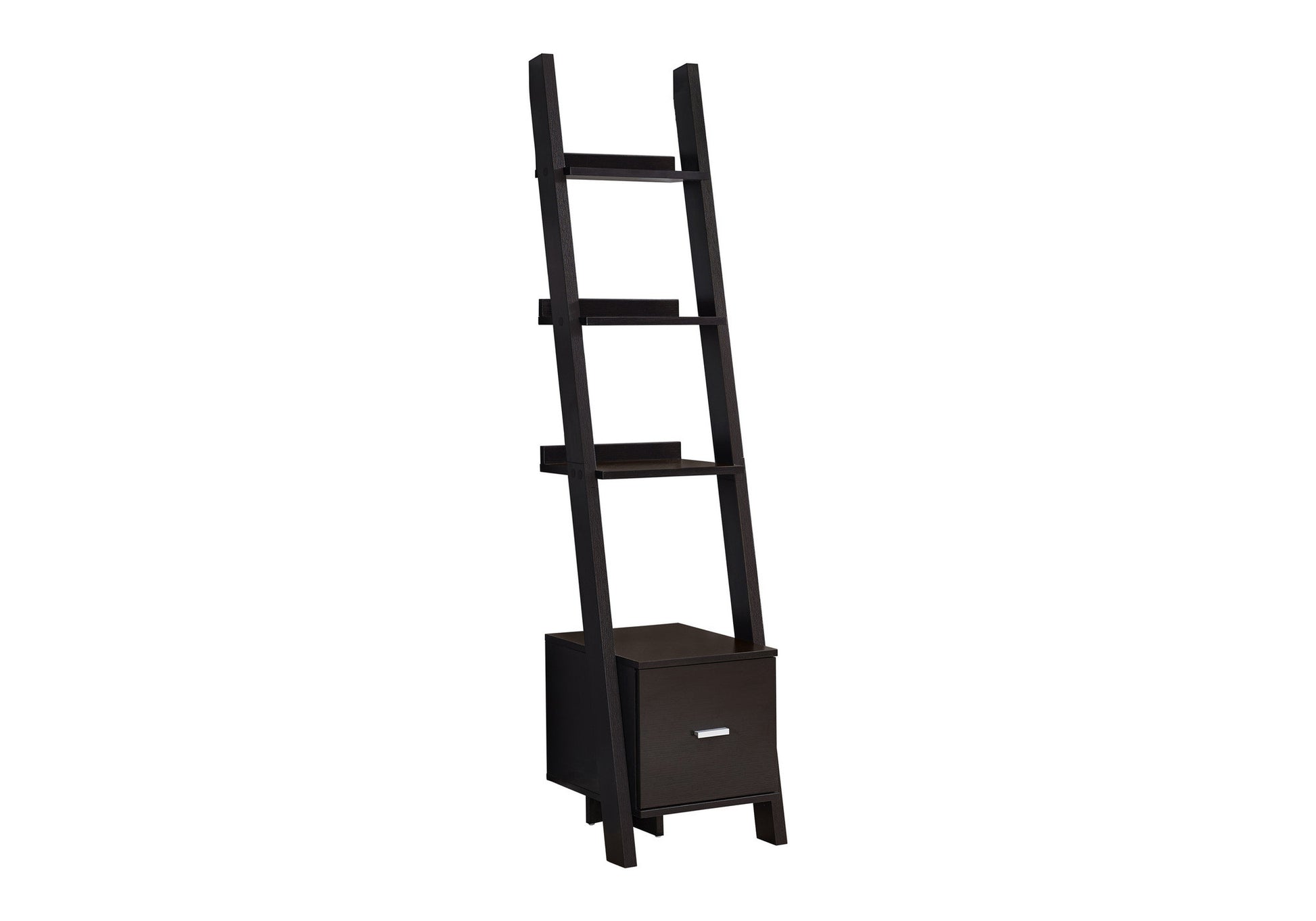 Brown Wood Four Tier Ladder Bookcase-Bookcases-DECOROLALA