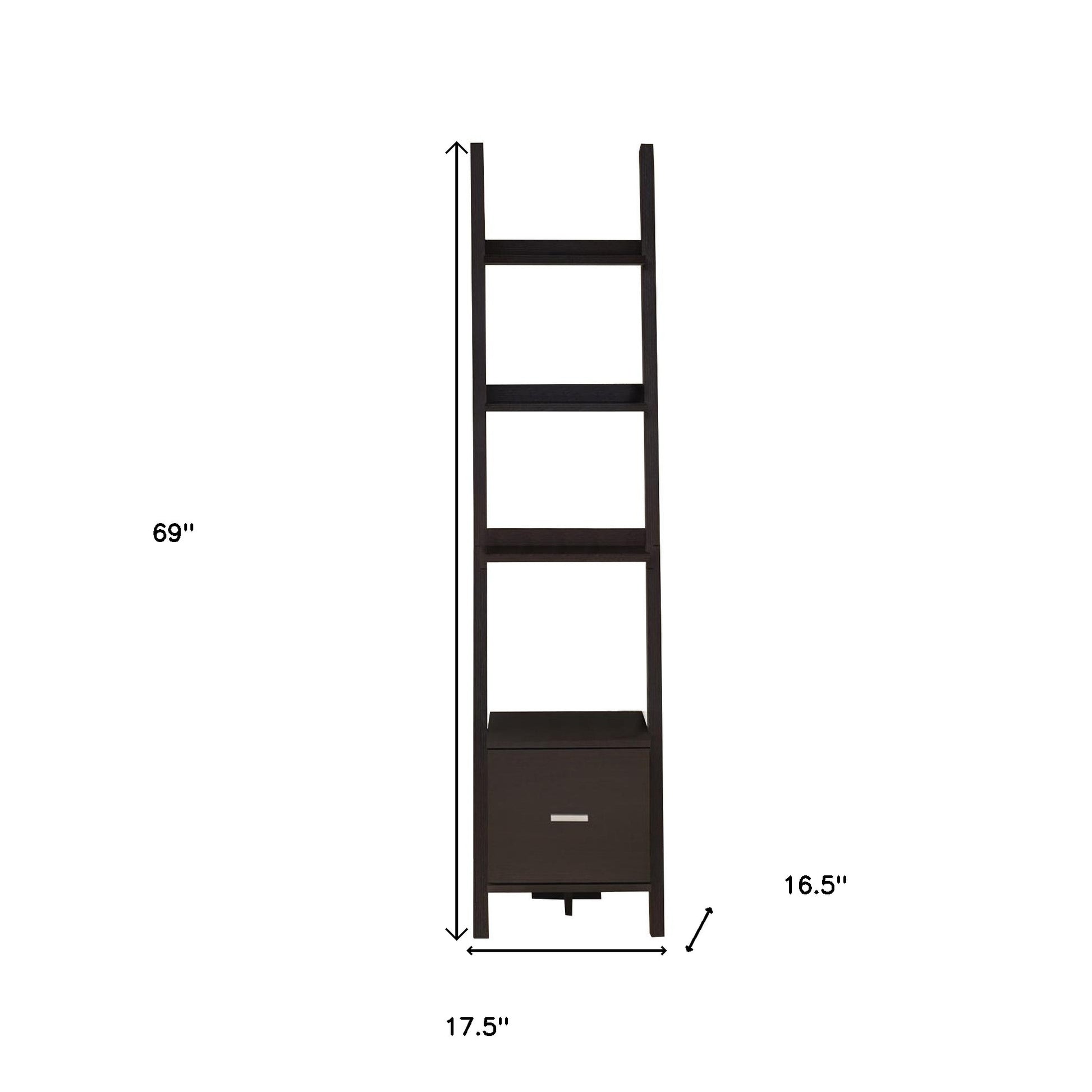 Brown Wood Four Tier Ladder Bookcase-Bookcases-DECOROLALA
