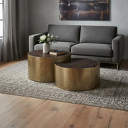 Brown Wood Round Nested Coffee Tables-Coffee Tables-DECOROLALA