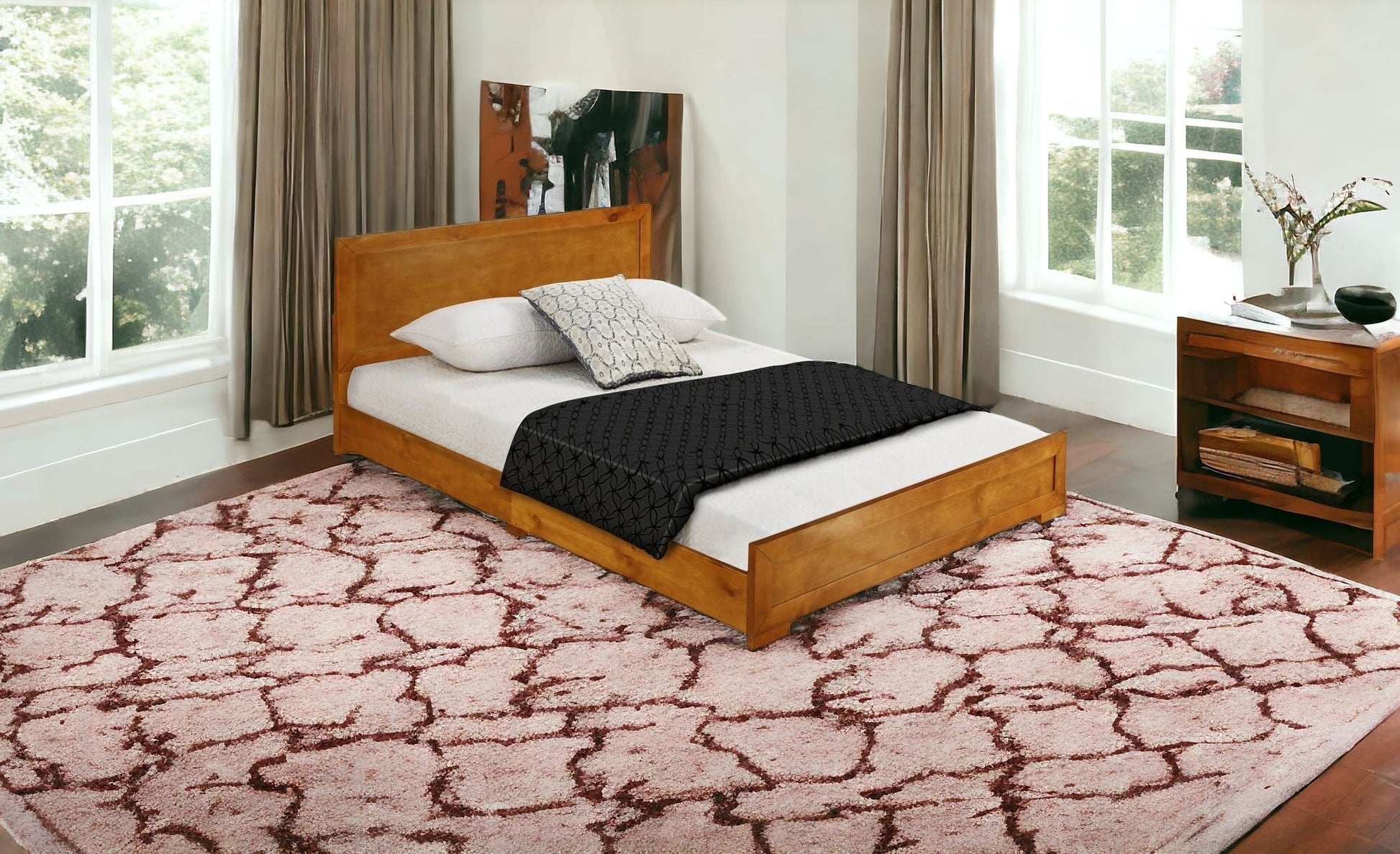 Brown Wood Twin Bed Frame-Standard Beds-DECOROLALA
