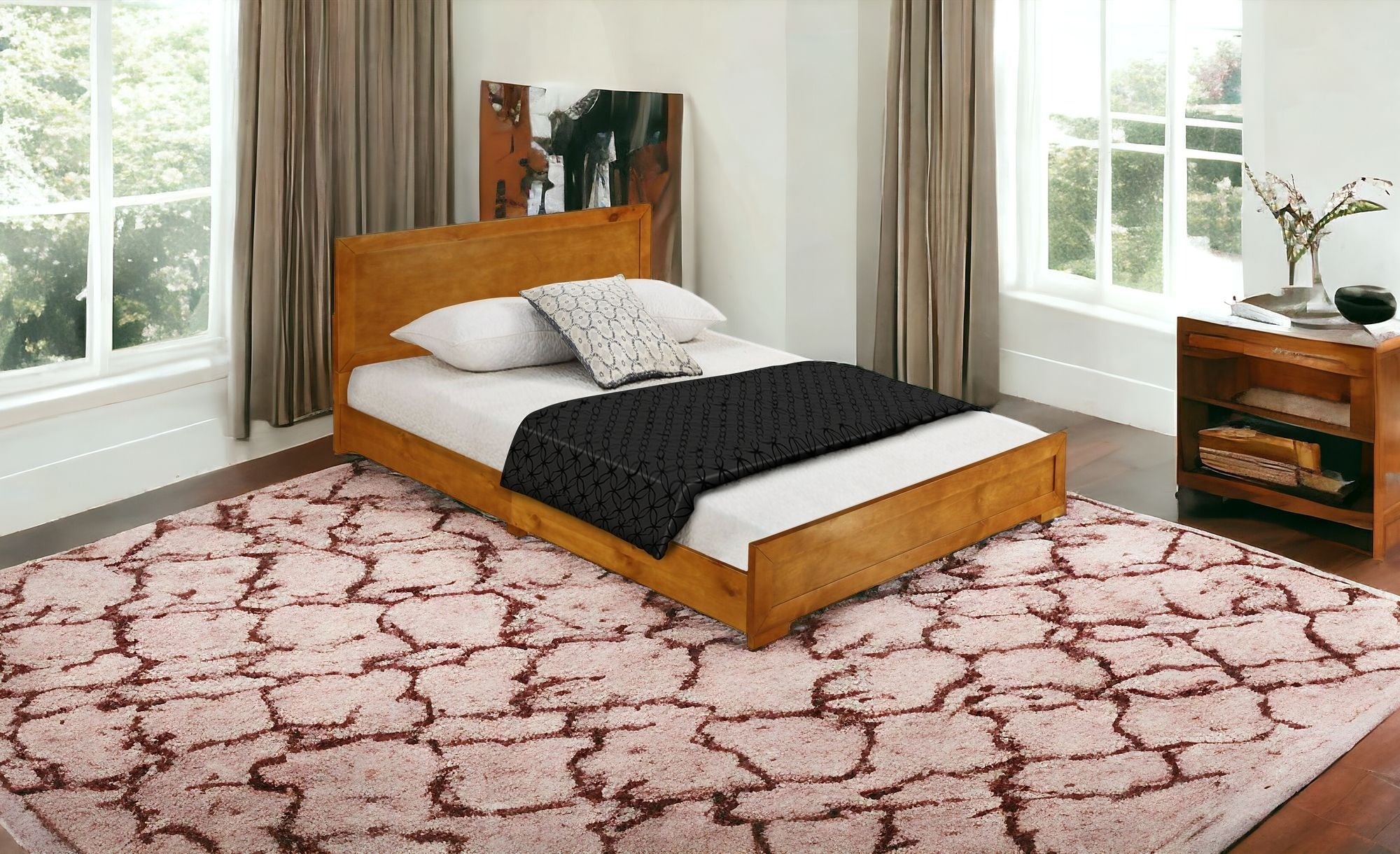 Brown Wood Twin Bed Frame-Standard Beds-DECOROLALA